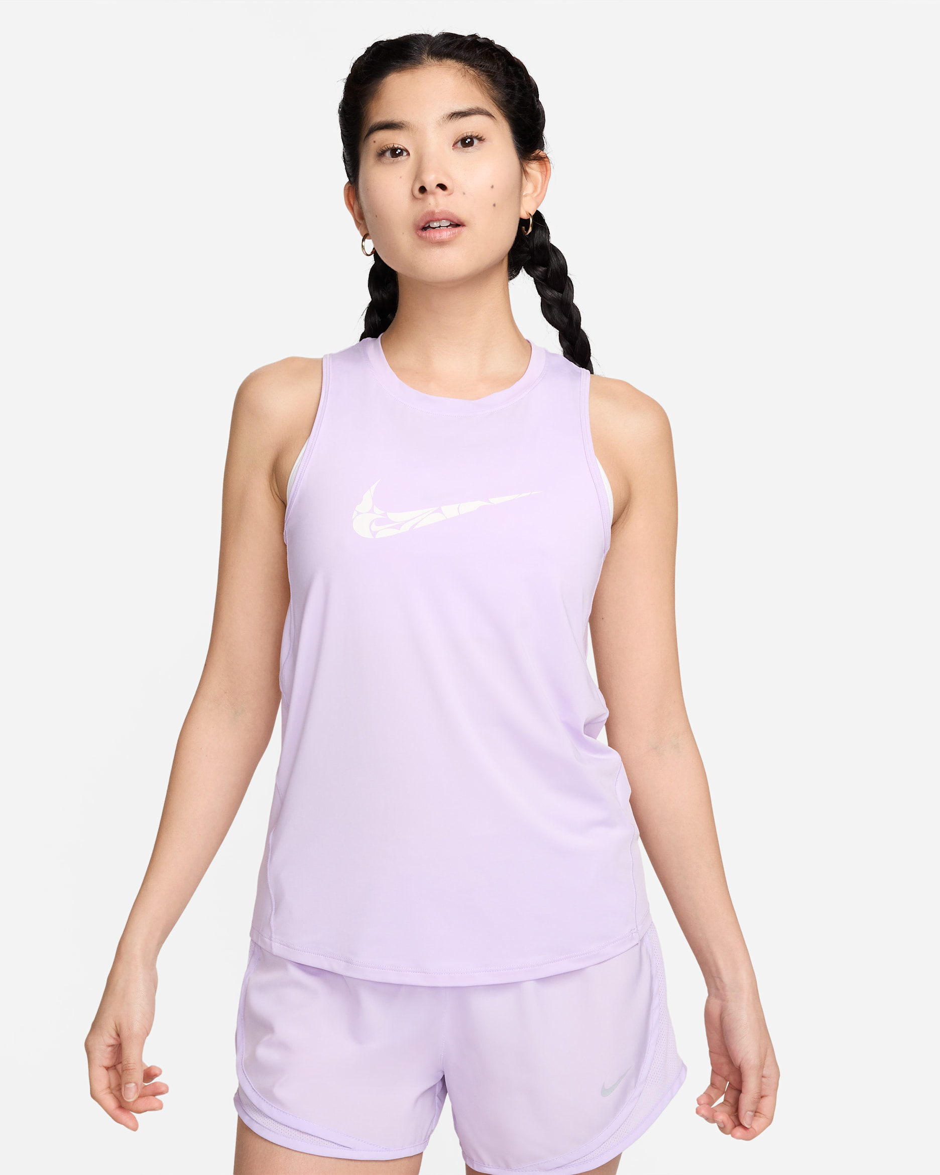 Nike One Women's Graphic Running Tank Top - Lilac Bloom/White