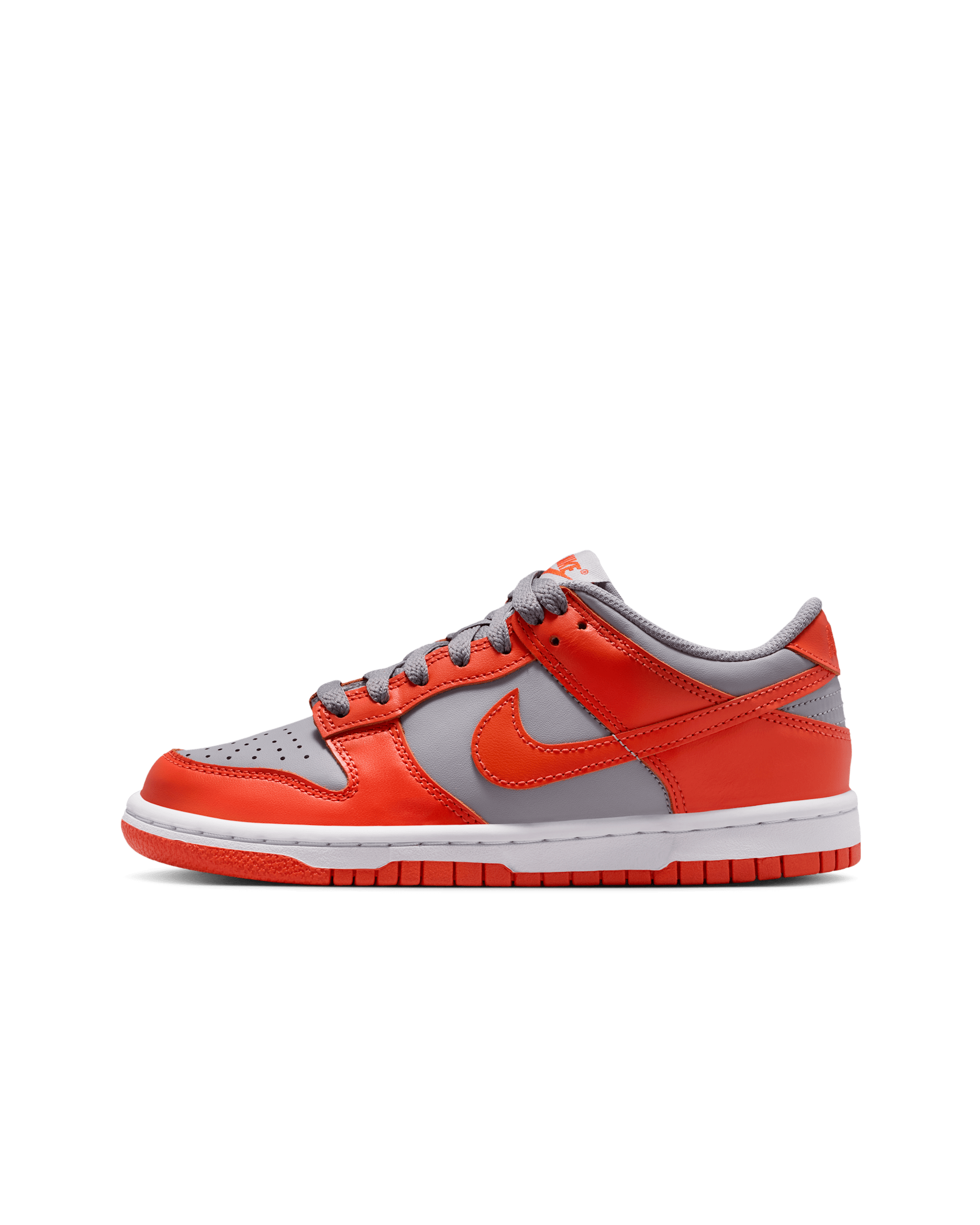 Tenis para niños grandes Nike Dunk Low - Gris cemento/Naranja team/Blanco/Naranja team