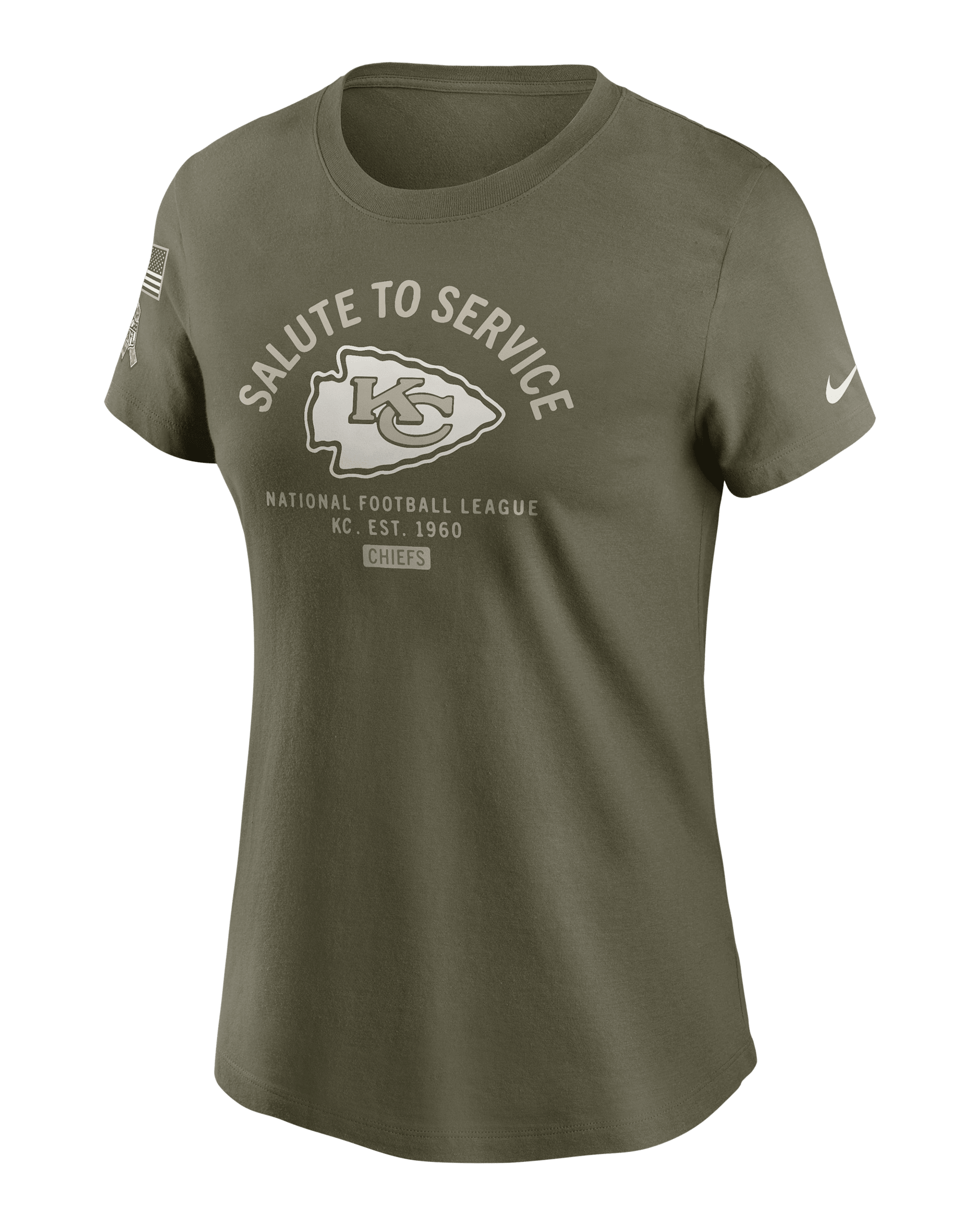 Kansas City Chiefs Salute to Service Sideline Women's Nike NFL T-Shirt - Olive