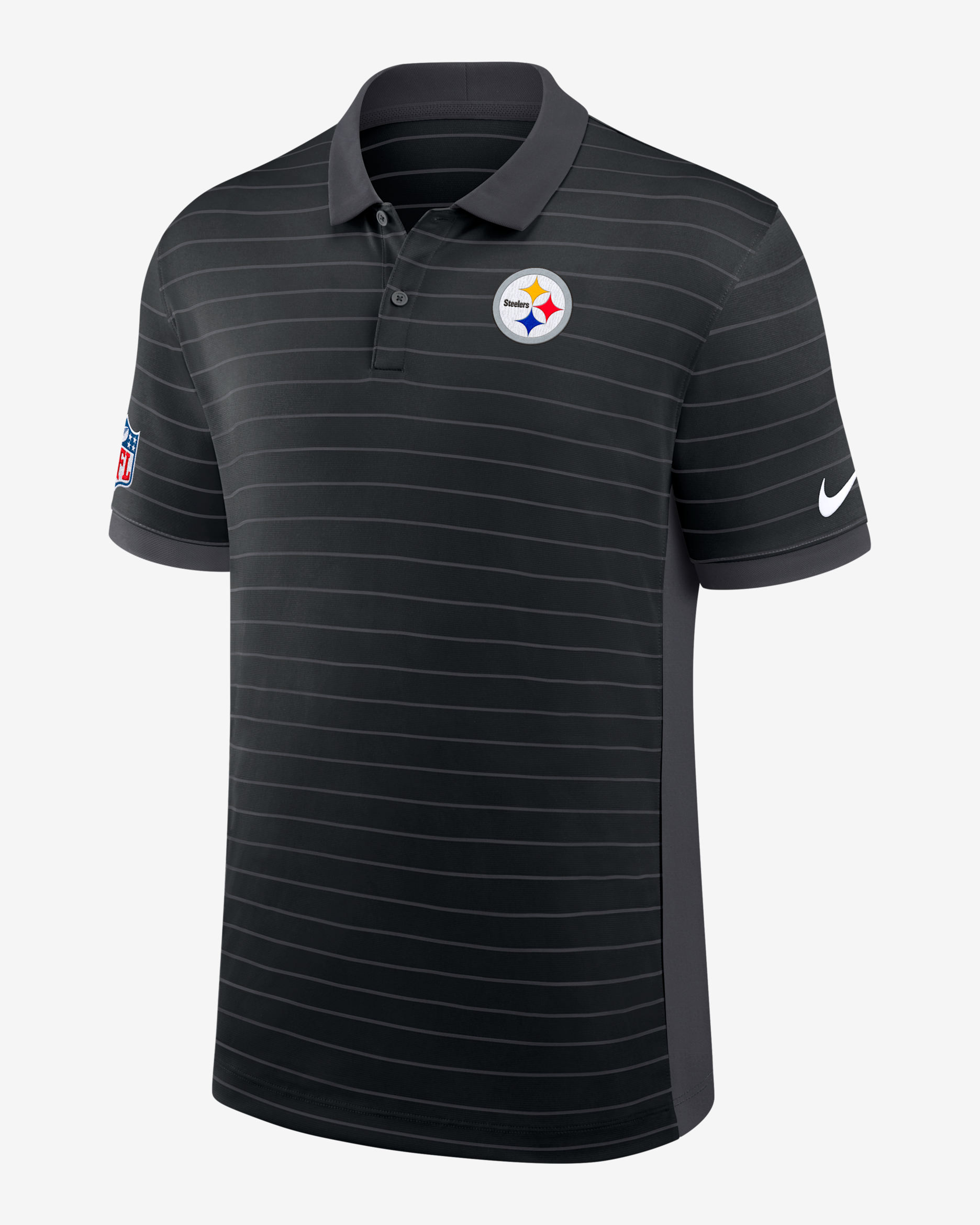 Pittsburgh Steelers Sideline Victory Stripe Men's Nike Dri-FIT NFL Polo - Black