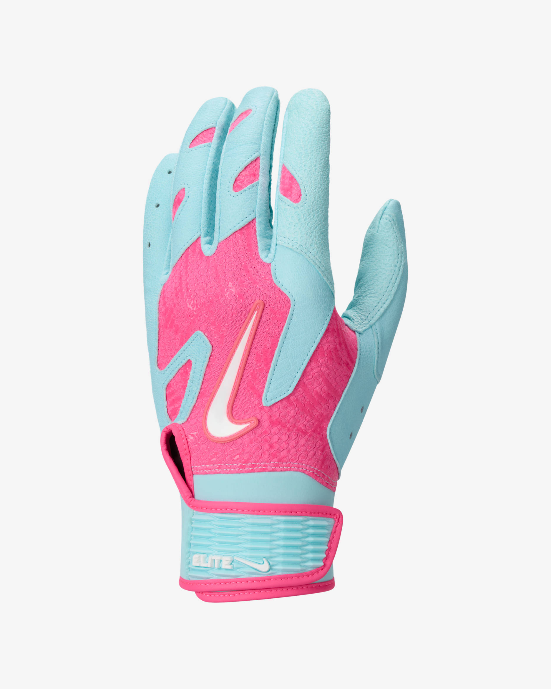 Nike Alpha Elite 2.0 Baseball Batting Gloves - Pink Pow/Glacier Blue/Clear/White