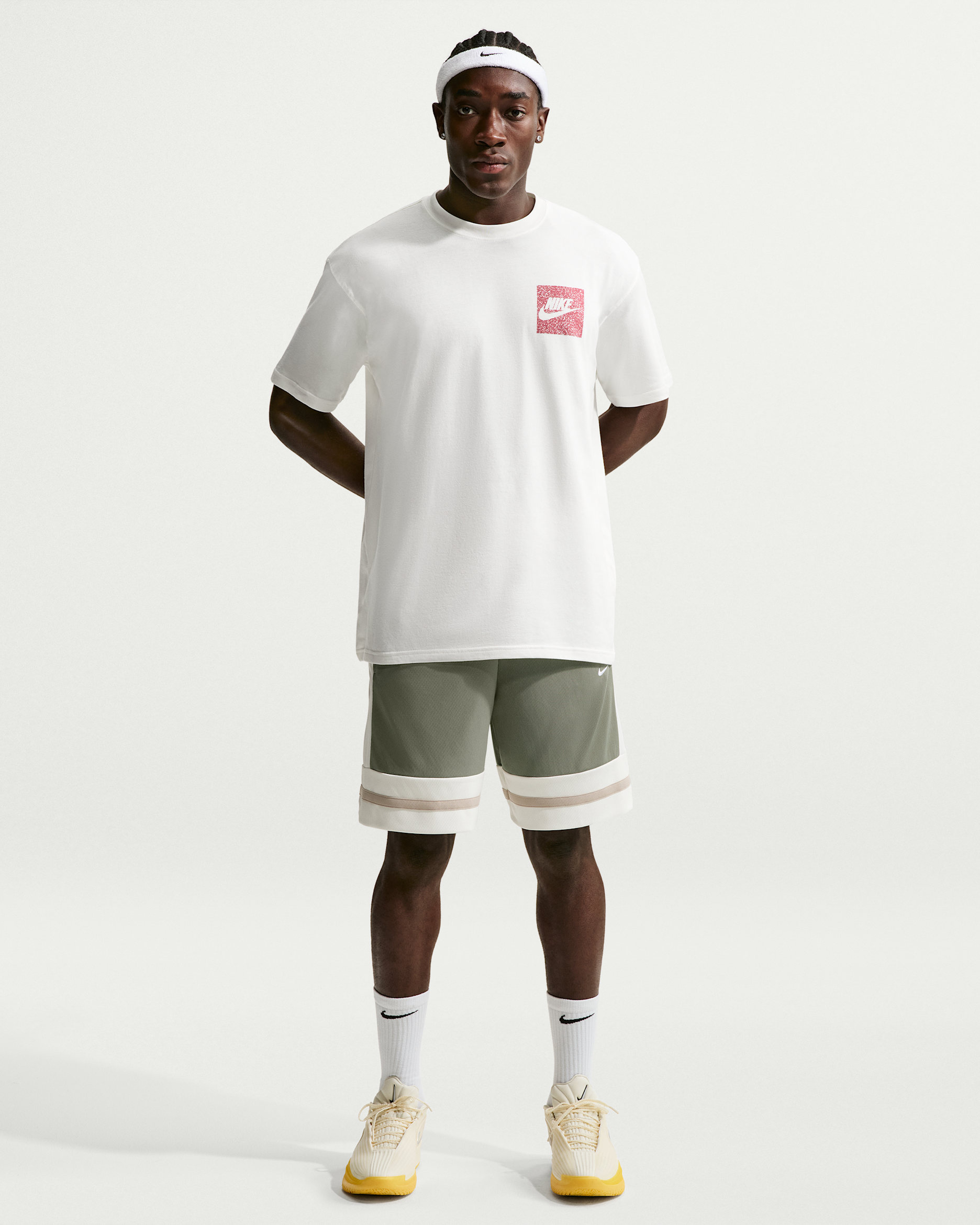 Pánské 20cm basketbalové kraťasy Nike Dri-FIT - Dark Stucco/Sail/Cream II/Bílá