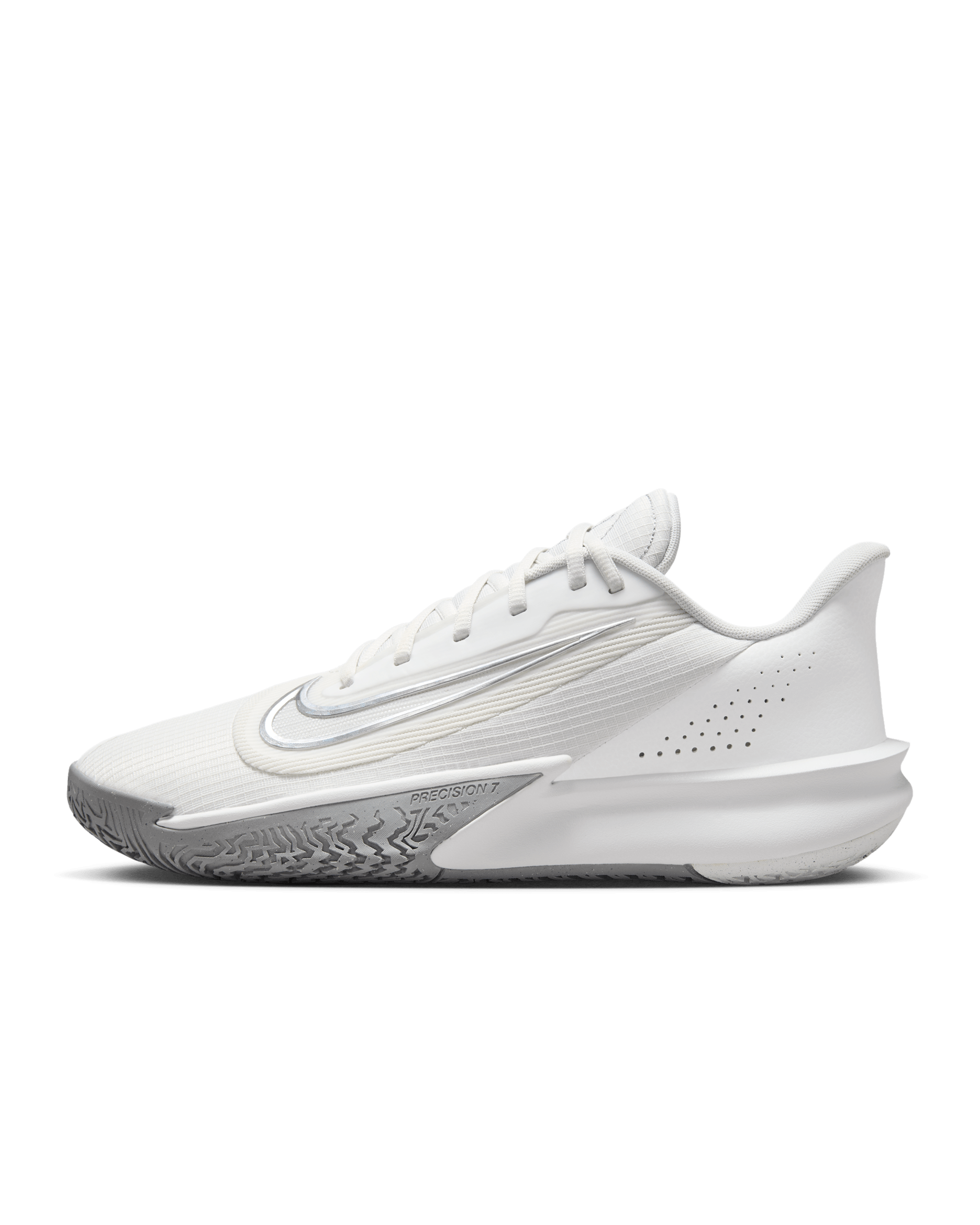 Nike Precision 7 Basketball Shoes - Summit White/Particle Grey/Metallic Silver