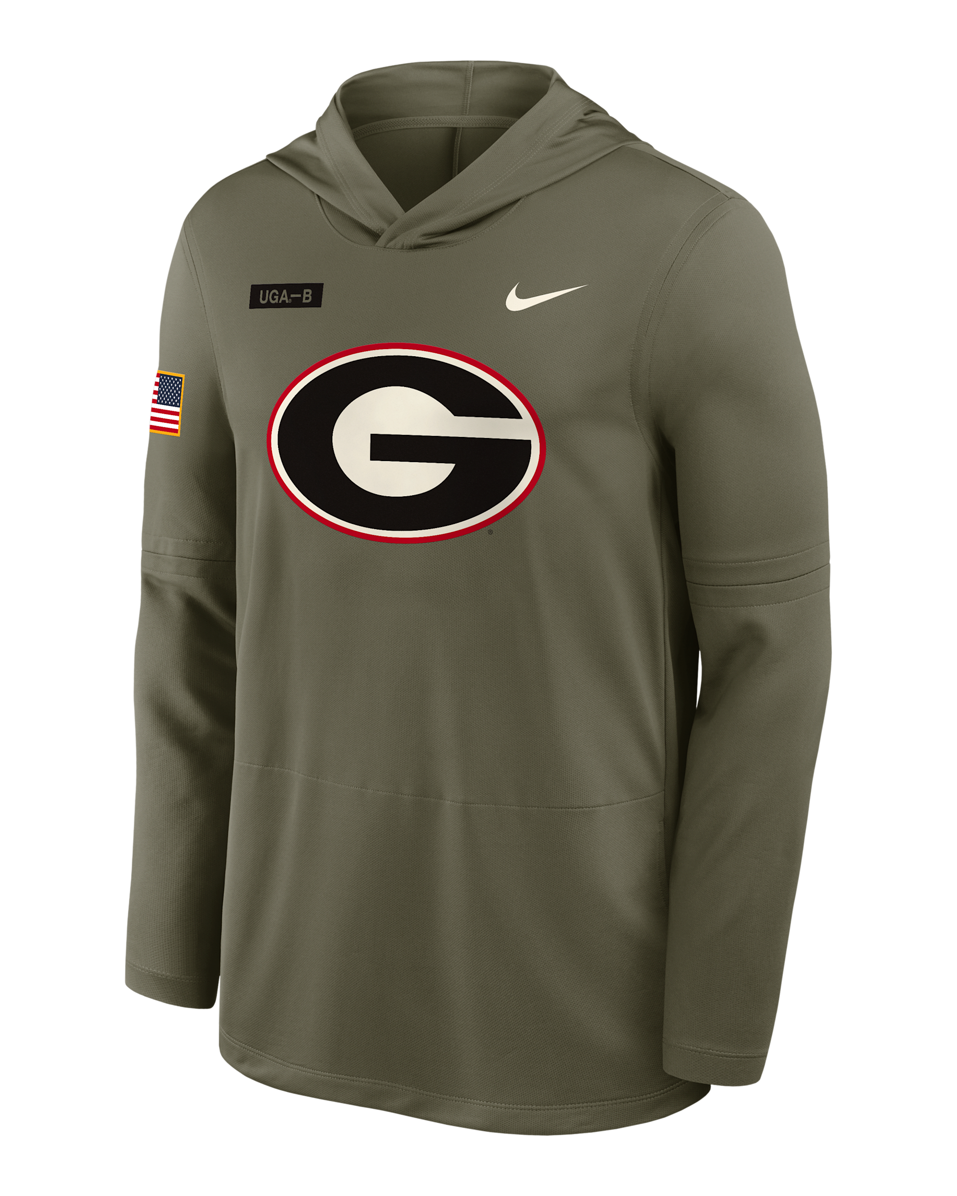 Georgia 2025 Military Appreciation Men's Nike Dri-FIT College Long-Sleeve Hooded Top - Olive