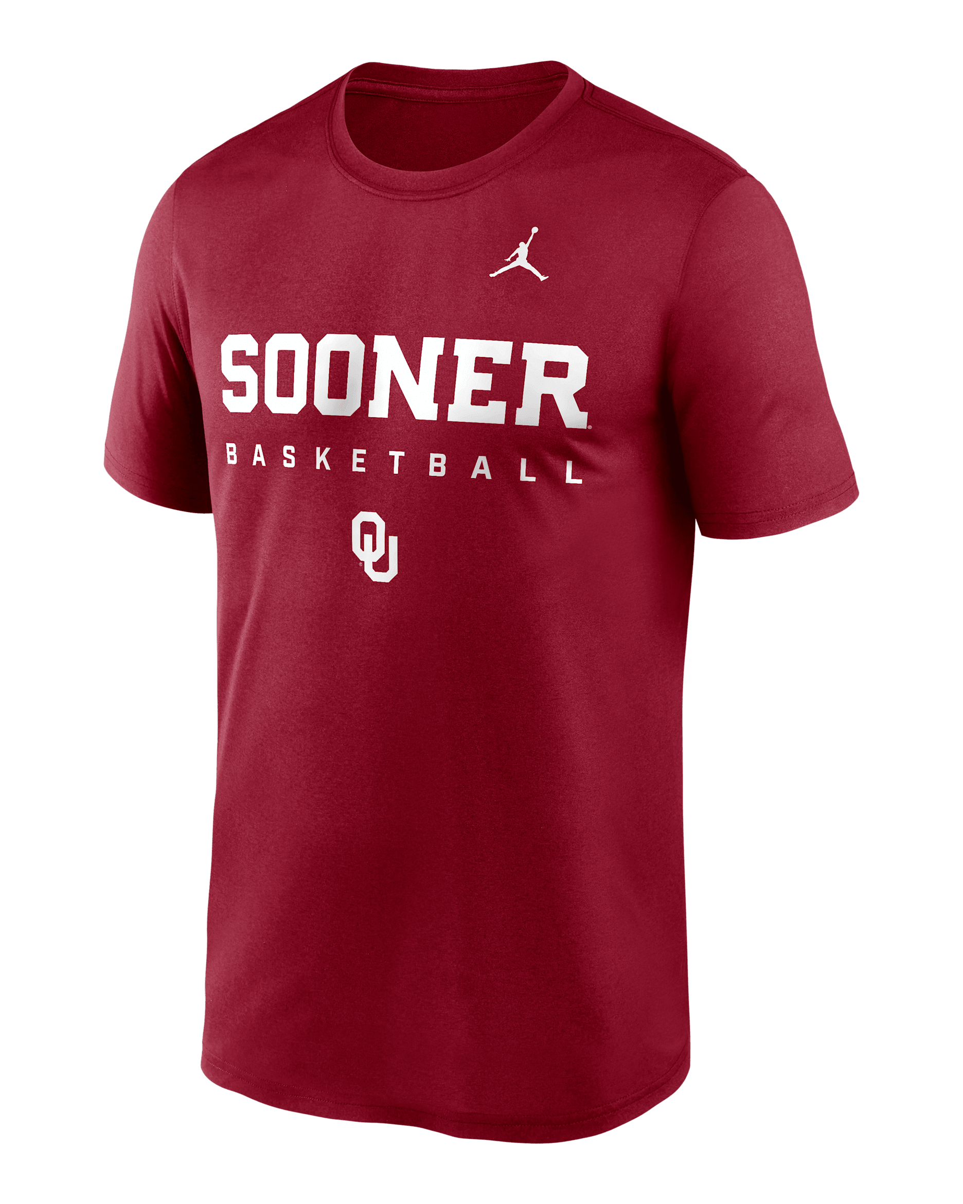 Playera universitaria marca Jordan Dri-FIT para hombre Oklahoma Courtside Basketball Legend - Carmesí