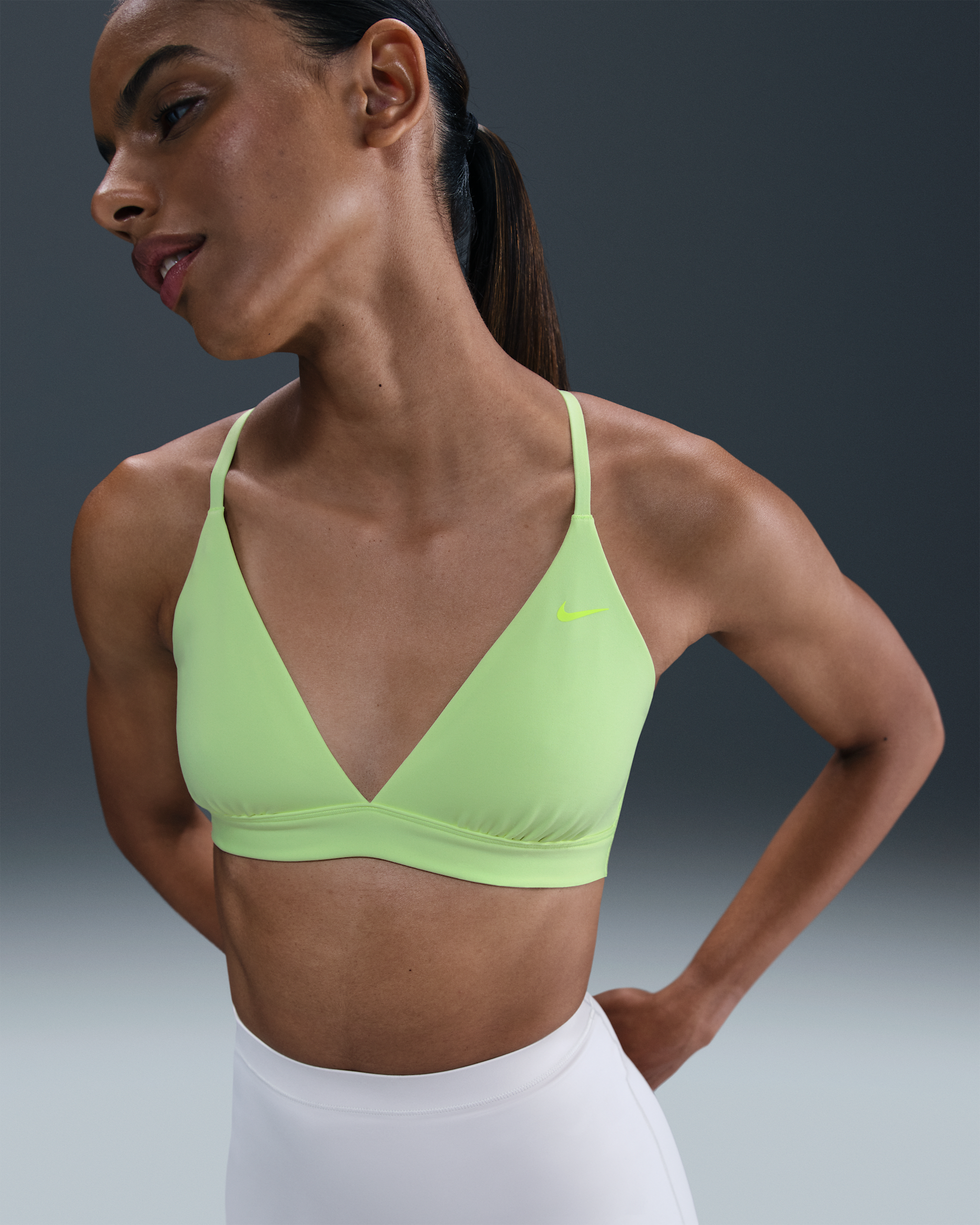 Nike Form Women's Light-Support Non-Padded Triangle Sports Bra - Barely Volt/Barely Volt/Volt Ice