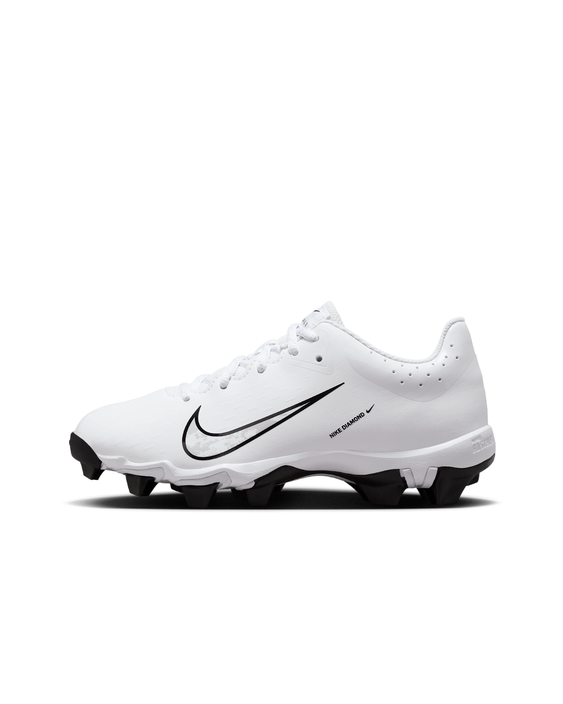 Nike Hyperdiamond 4 Keystone Big Kids' Softball Cleats - White/Black/Pure Platinum