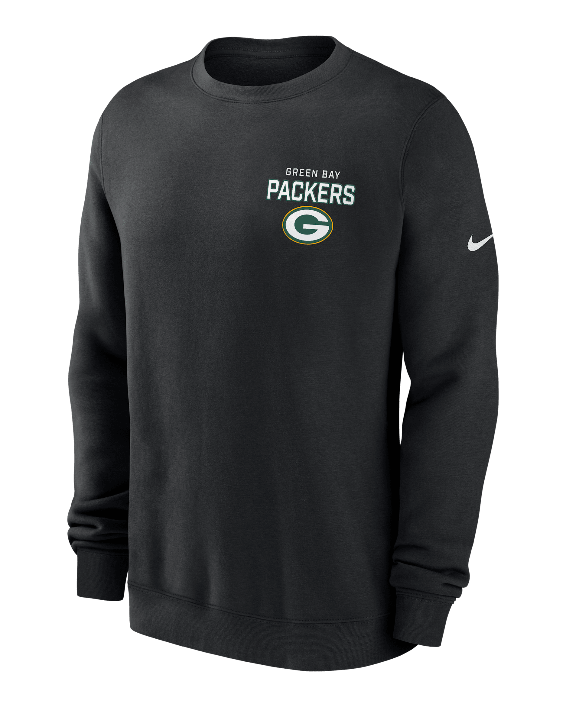 Green Bay Packers Draw Block Club Men's Nike NFL Pullover Crew - Black
