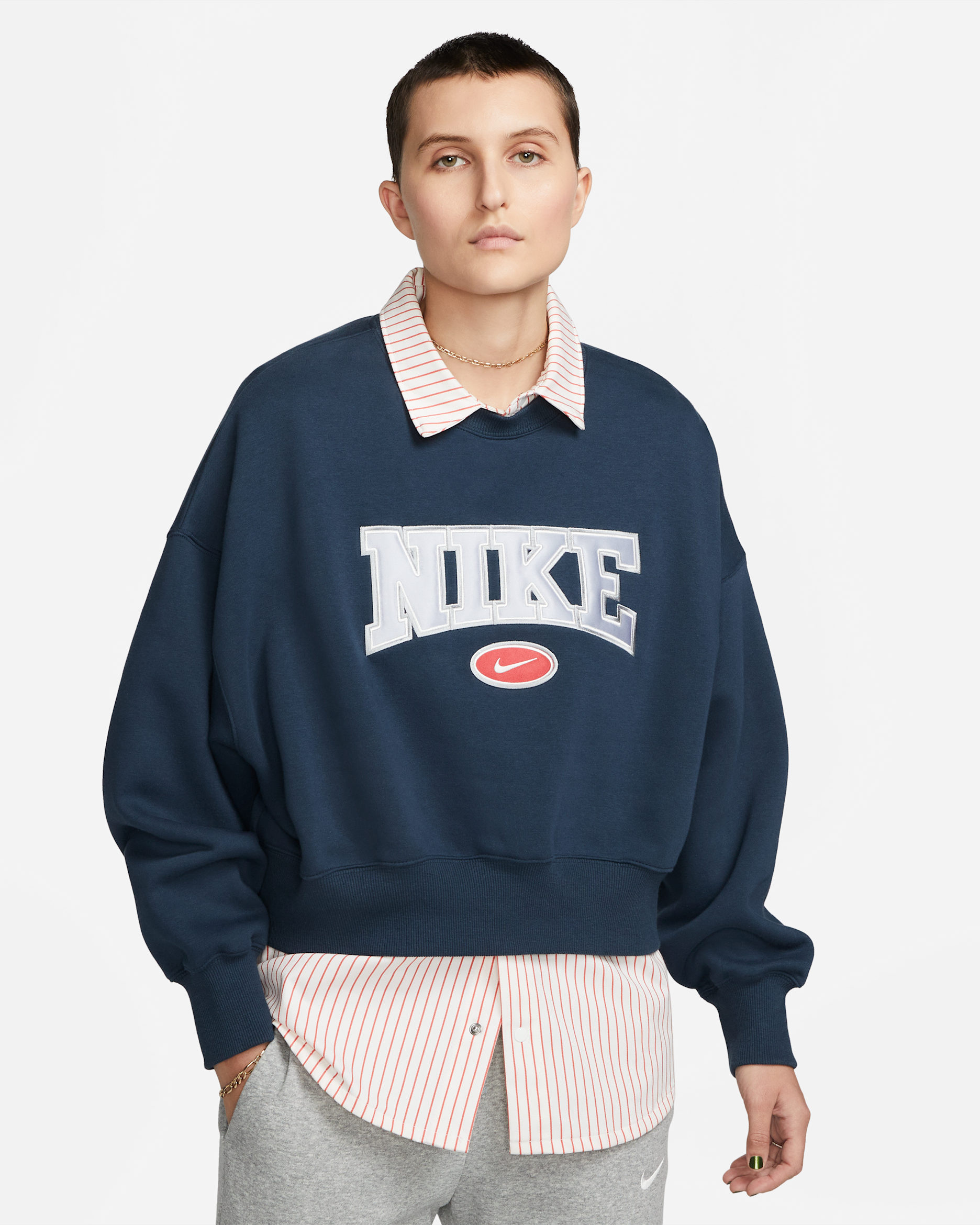 Sudadera de cuello redondo over-oversized de tejido Phoenix Fleece para mujer Nike Sportswear City Edition - Azul marino militar