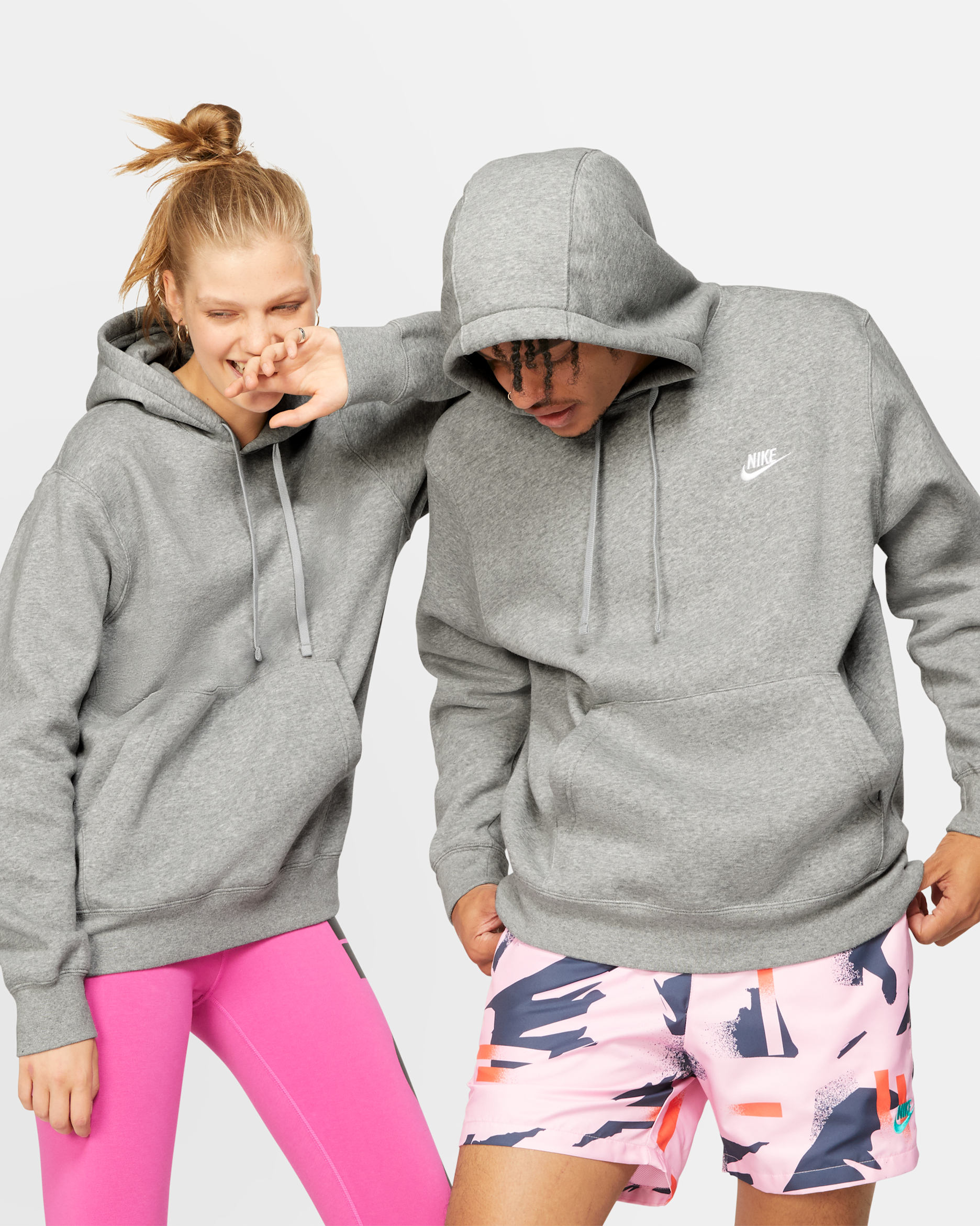 Nike Sportswear Club Fleece Pullover Hoodie - Dark Grey Heather/Matte Silver/White