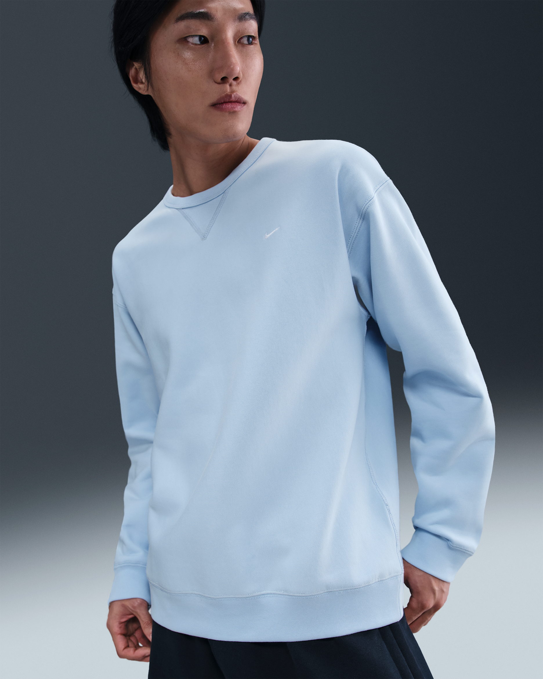나이키 솔로 스우시 남성 플리스 크루 - 셀러스틴 블루/화이트