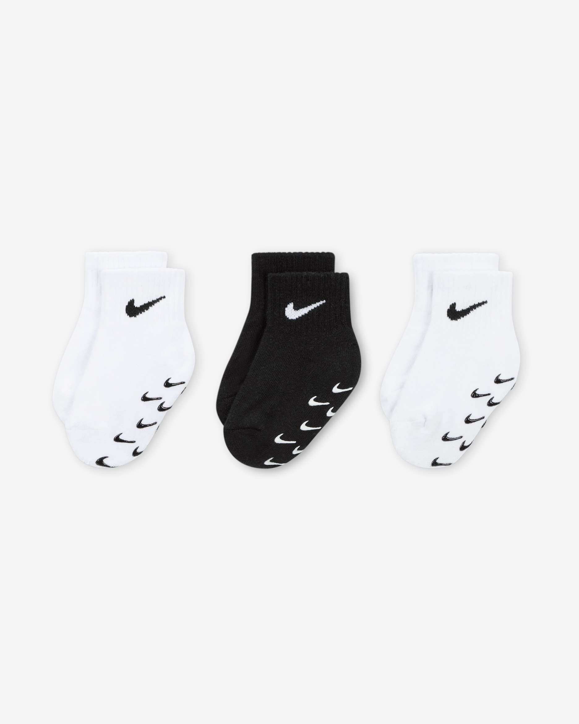 Nike Baby/Toddler Gripper Ankle Socks (3 Pairs) - White