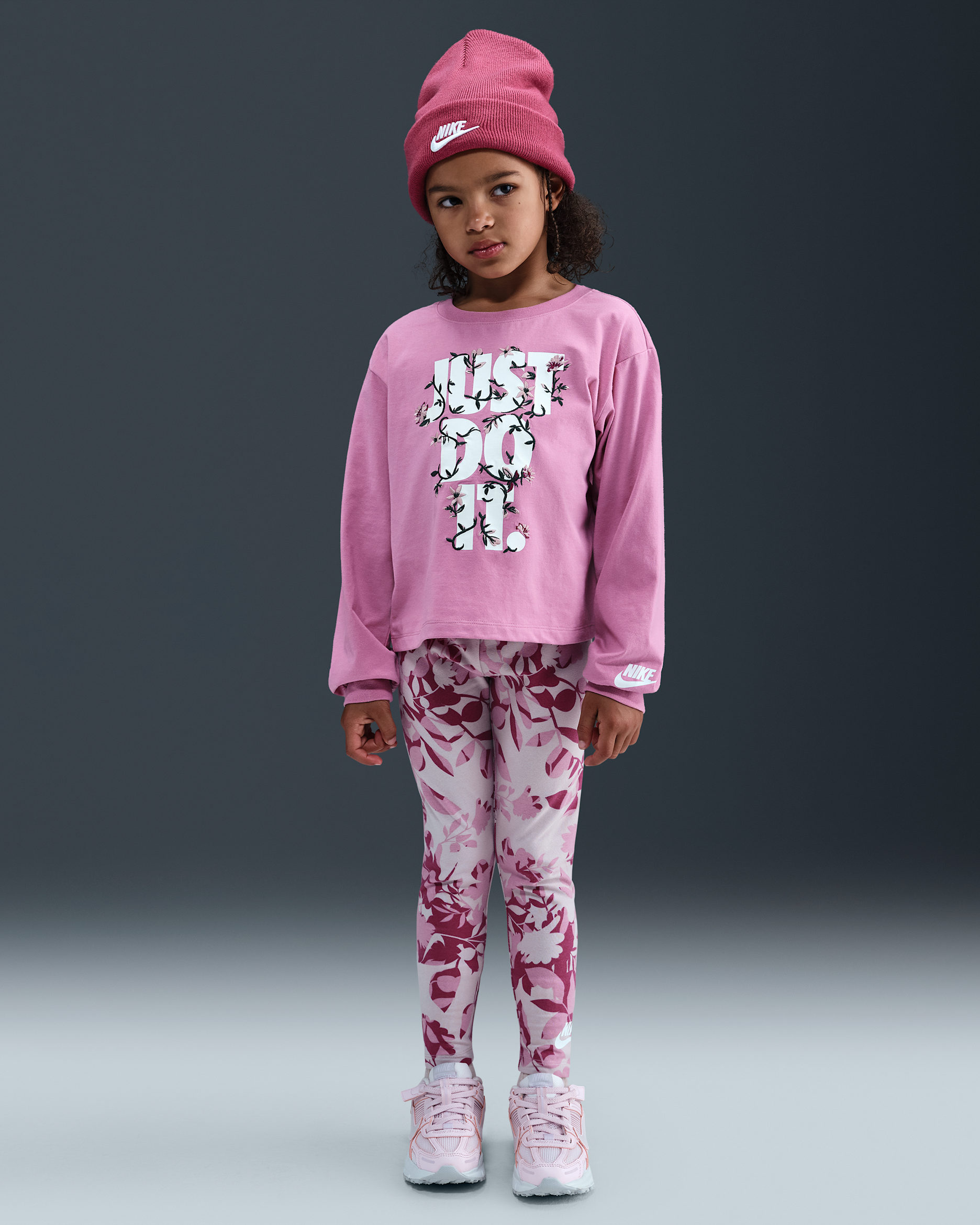 Nike Little Kids' Printed Club Long Sleeve T-Shirt and Leggings Set - Platinum Violet