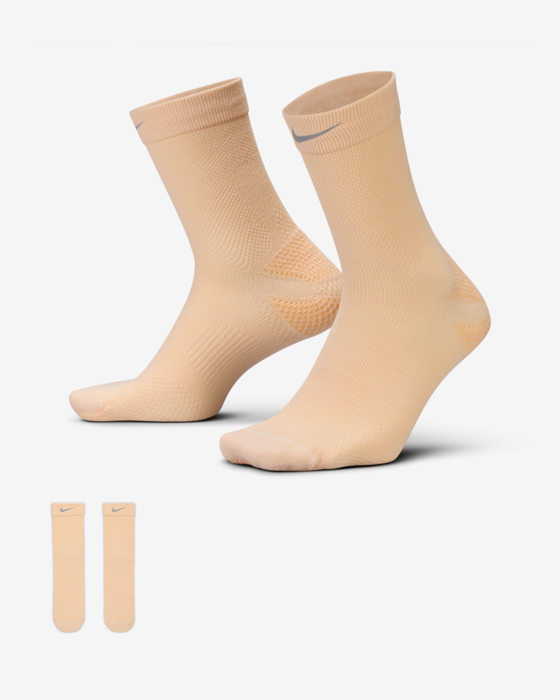 Nike Running Wool Micro Crew Socks (1 Pair) - Pearl White/Orange Chalk
