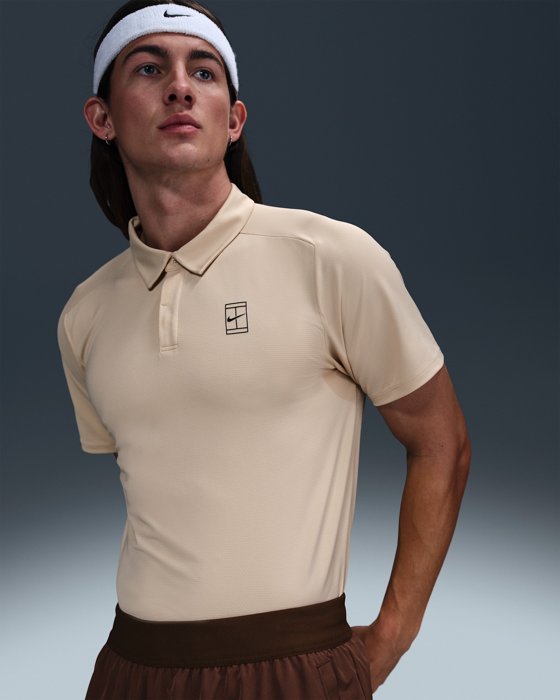 NikeCourt Advantage Men's Dri-FIT Tennis Polo - Sanddrift/Light British Tan