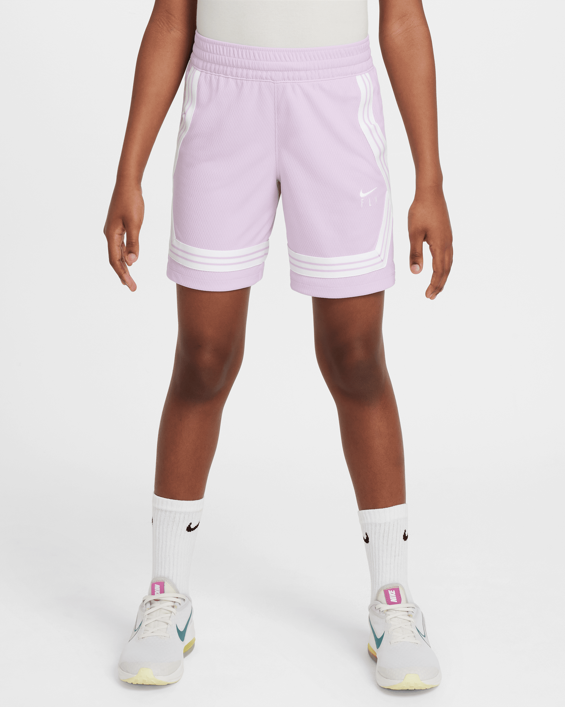 Shorts de básquetbol para niña talla grande Nike Fly Crossover - Muñeca/Muñeca/Blanco