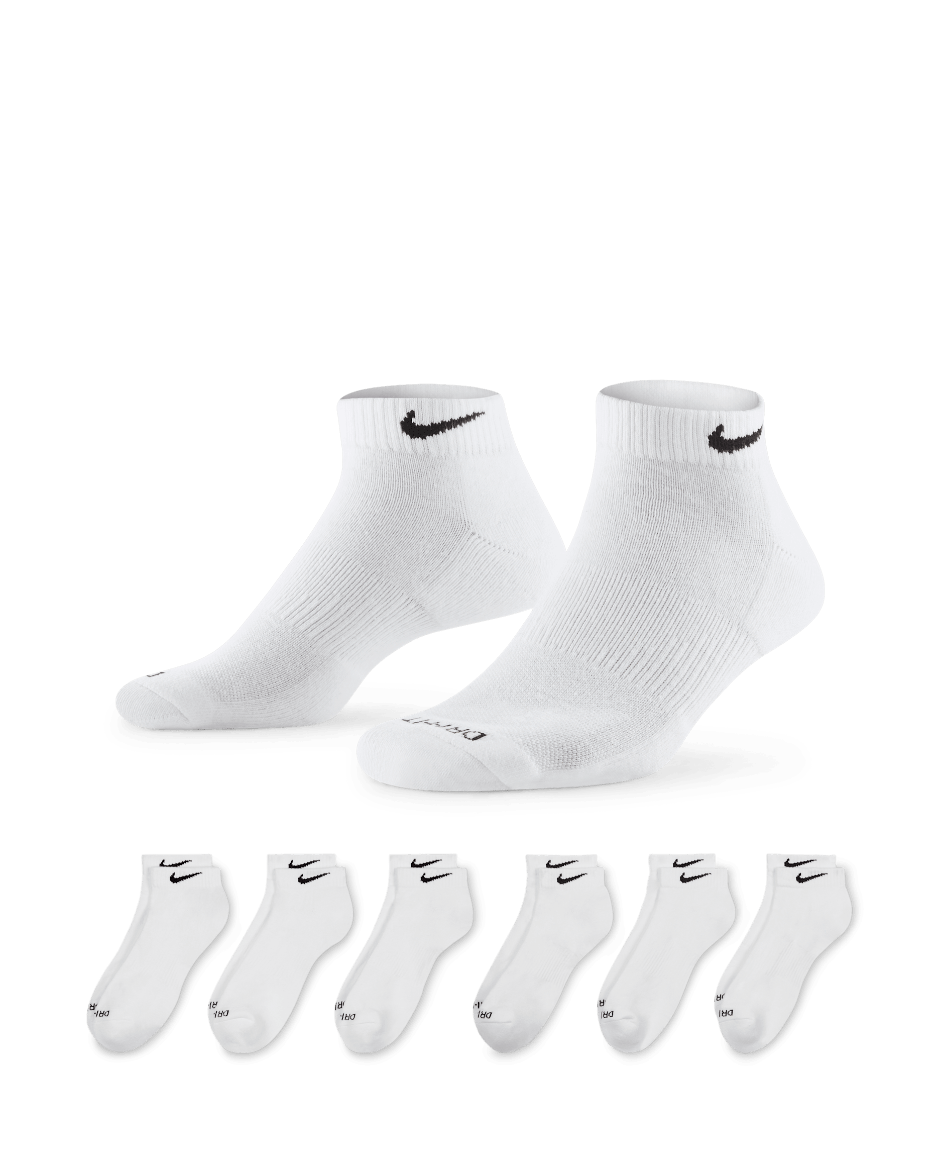 Nike Everyday Plus Cushioned Training Low Socks (6 Pairs) - White/Black