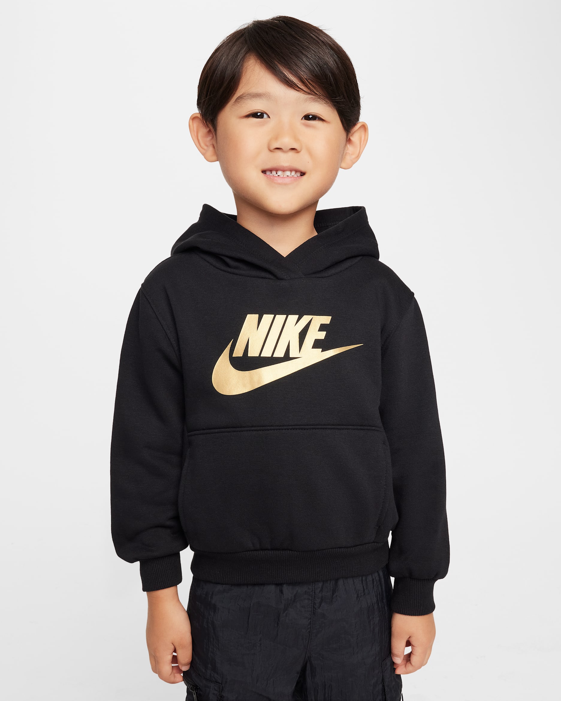 Sudadera con gorro sin cierre infantil Nike Sportswear Club Fleece - Negro/Oro metalizado