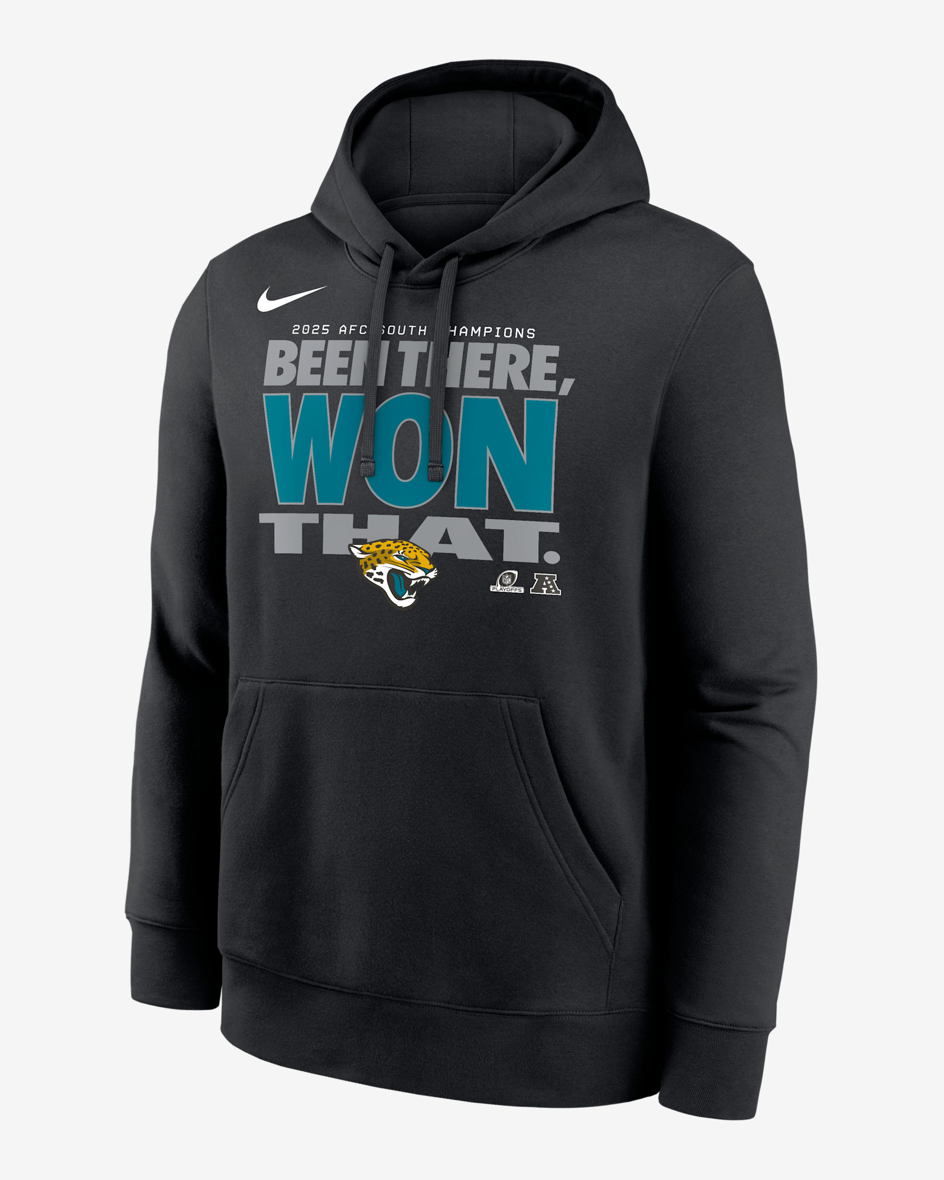 Jacksonville Jaguars 2025 AFC South Champions Trophy Men's Nike NFL Pullover Hoodie - Black