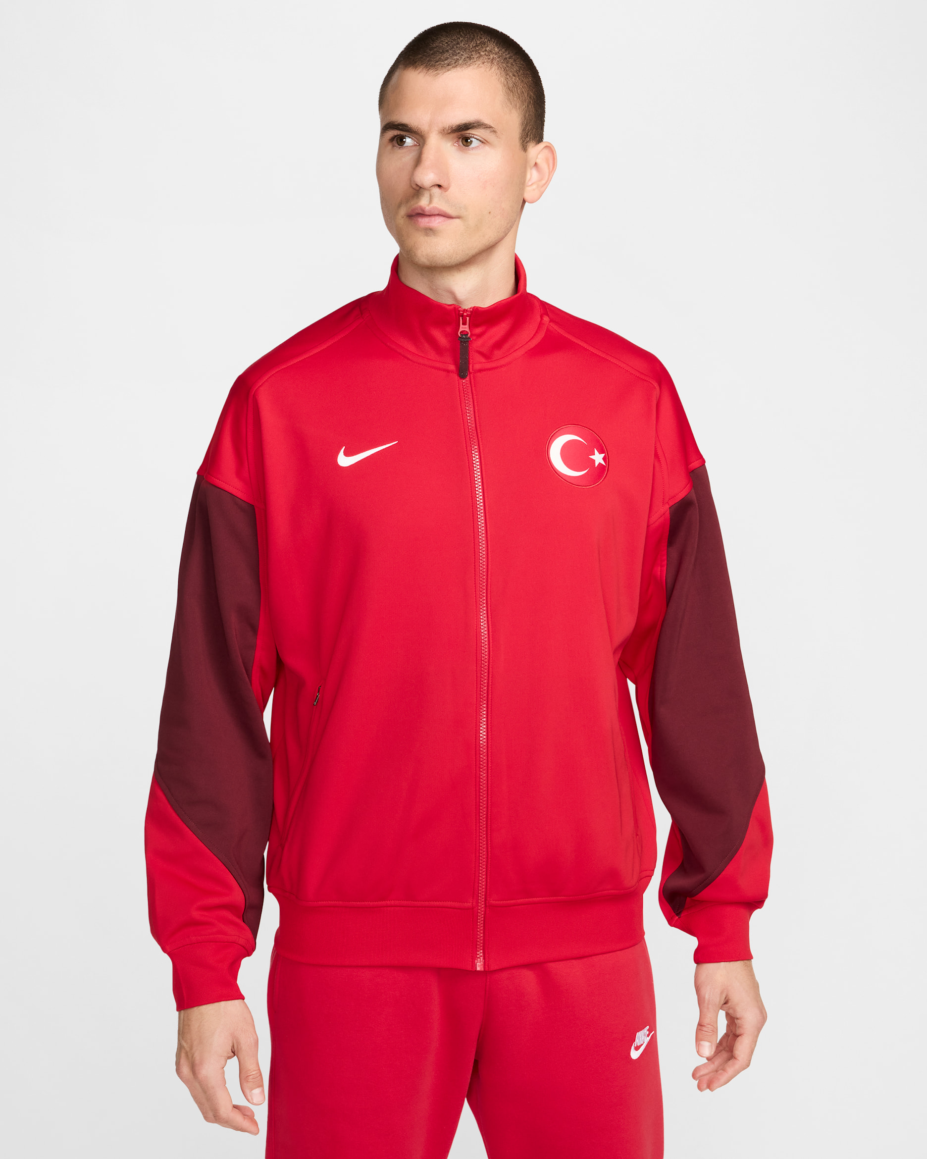 Męska kurtka piłkarska Turcja Academy Pro - Sport Red/Dark Team Red/Biel