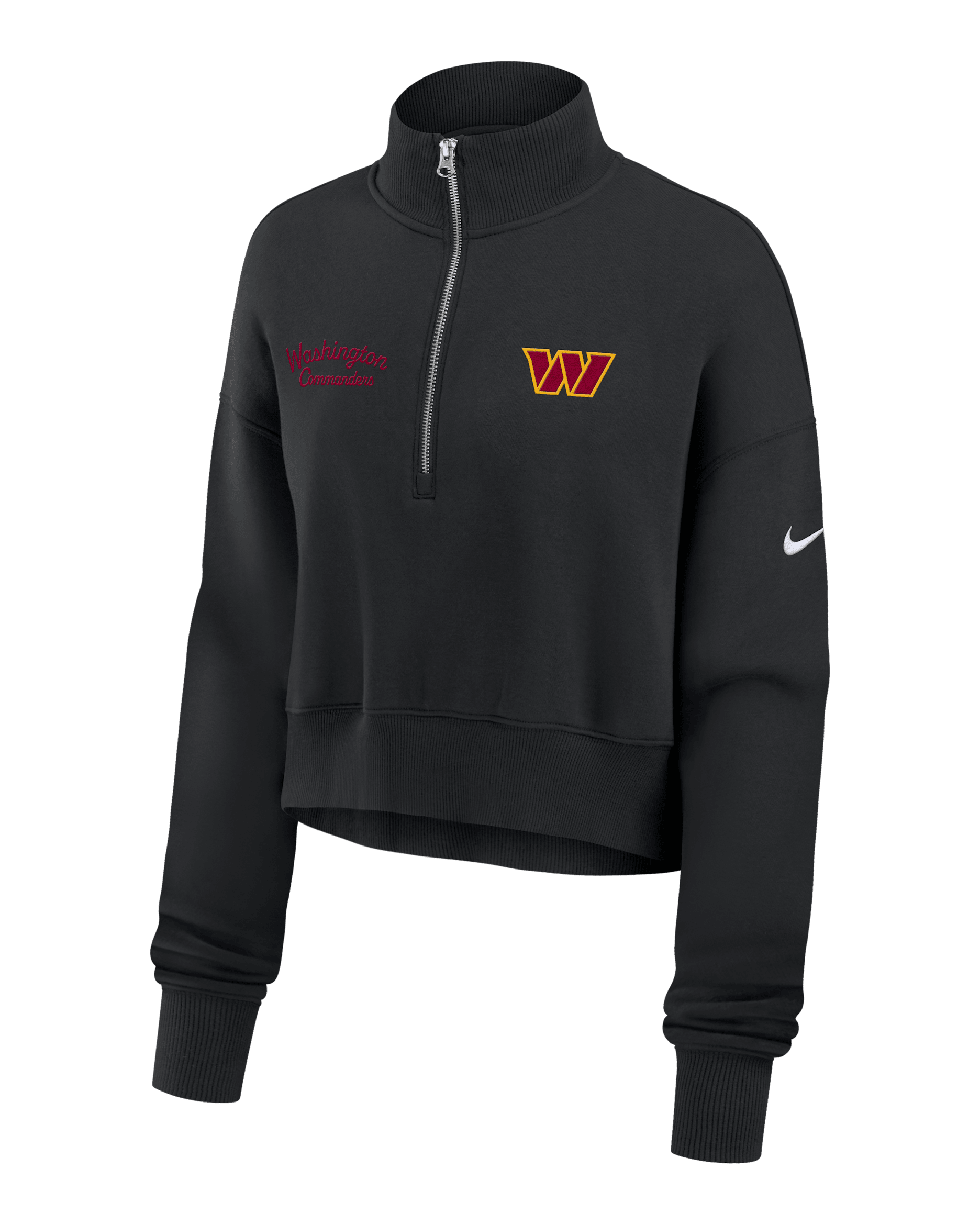 Washington Commanders Phoenix Women's Nike NFL Cropped 1/4-Zip Crew - Black