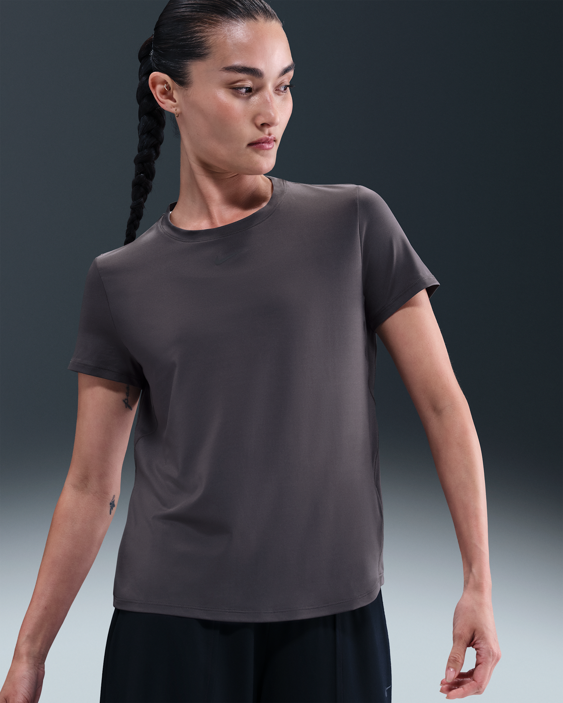 나이키 원 클래식 여성 드라이 핏 반팔 탑 - 썬더 그레이