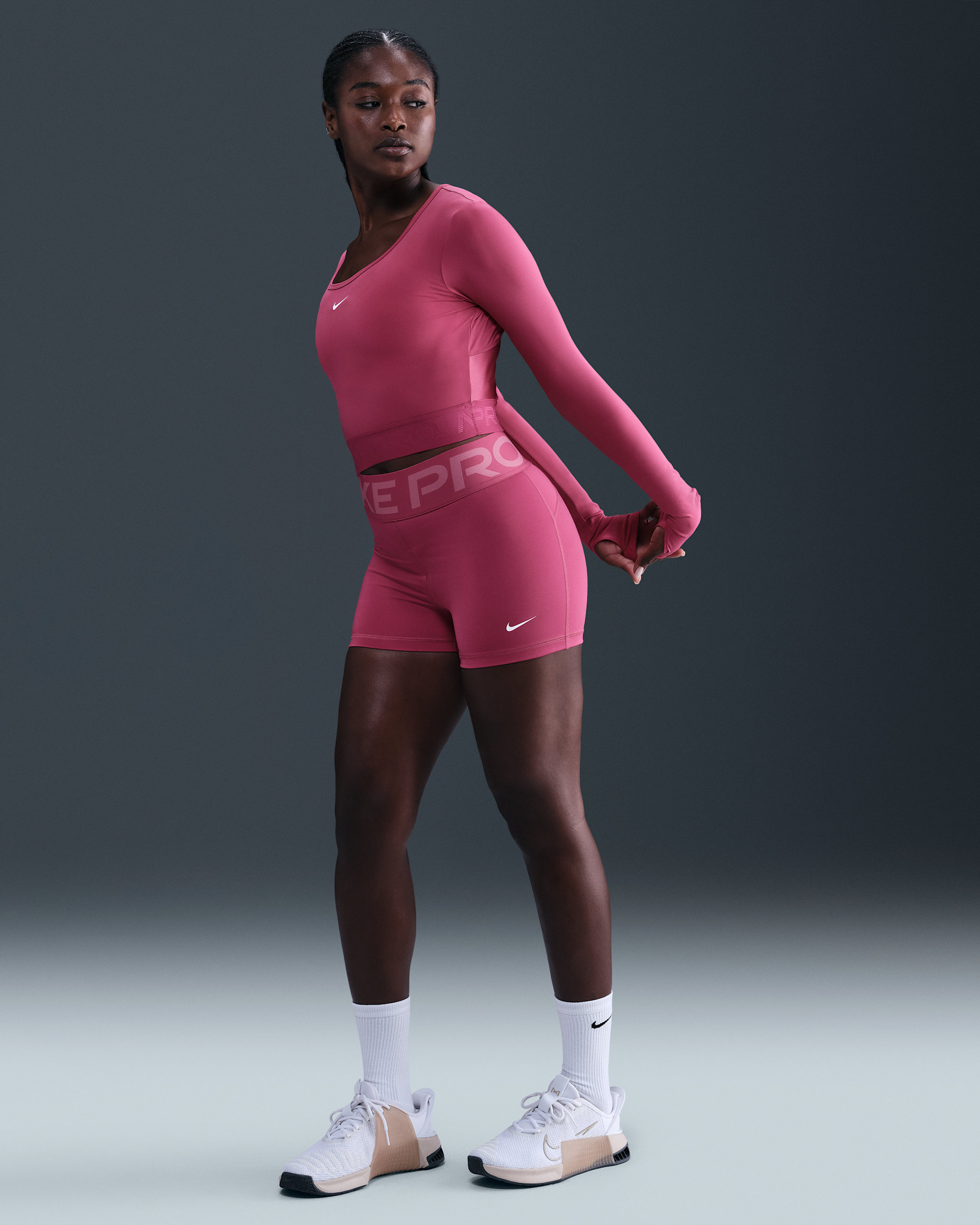 Nike Pro Sculpt Women's High-Waisted 7.5cm (approx.) Biker Shorts - Sweet Beet/White