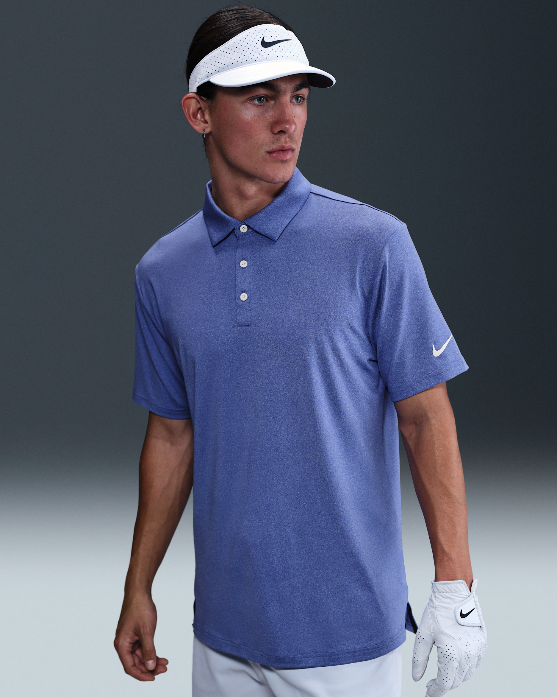 Nike Tour Men's Dri-FIT Heathered Golf Polo - Astronomy Blue/Pure/Pale Ivory