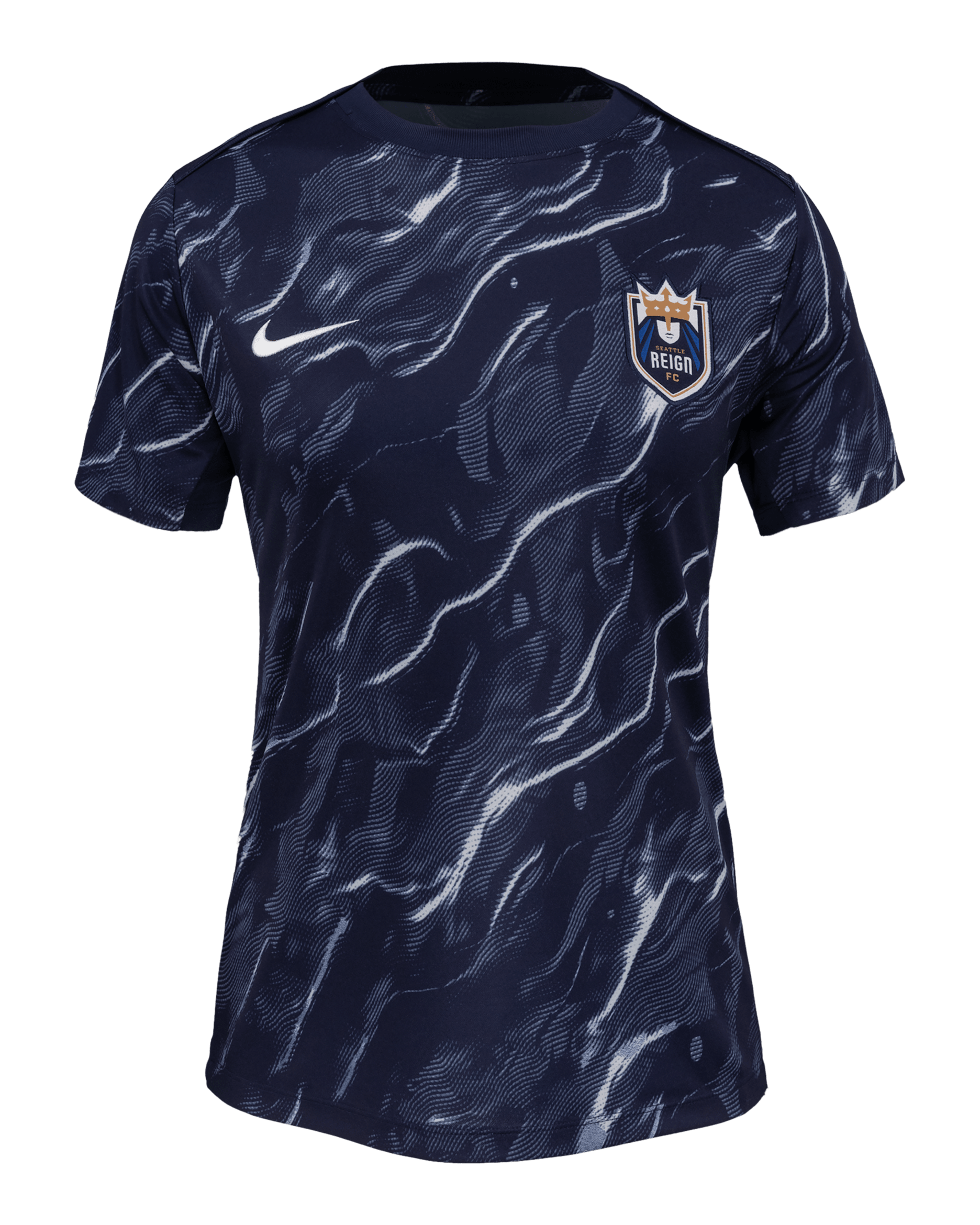 Seattle Reign 2025 Women's Nike NWSL Short-Sleeve Pre-Match Top - Summit White/Blackened Blue