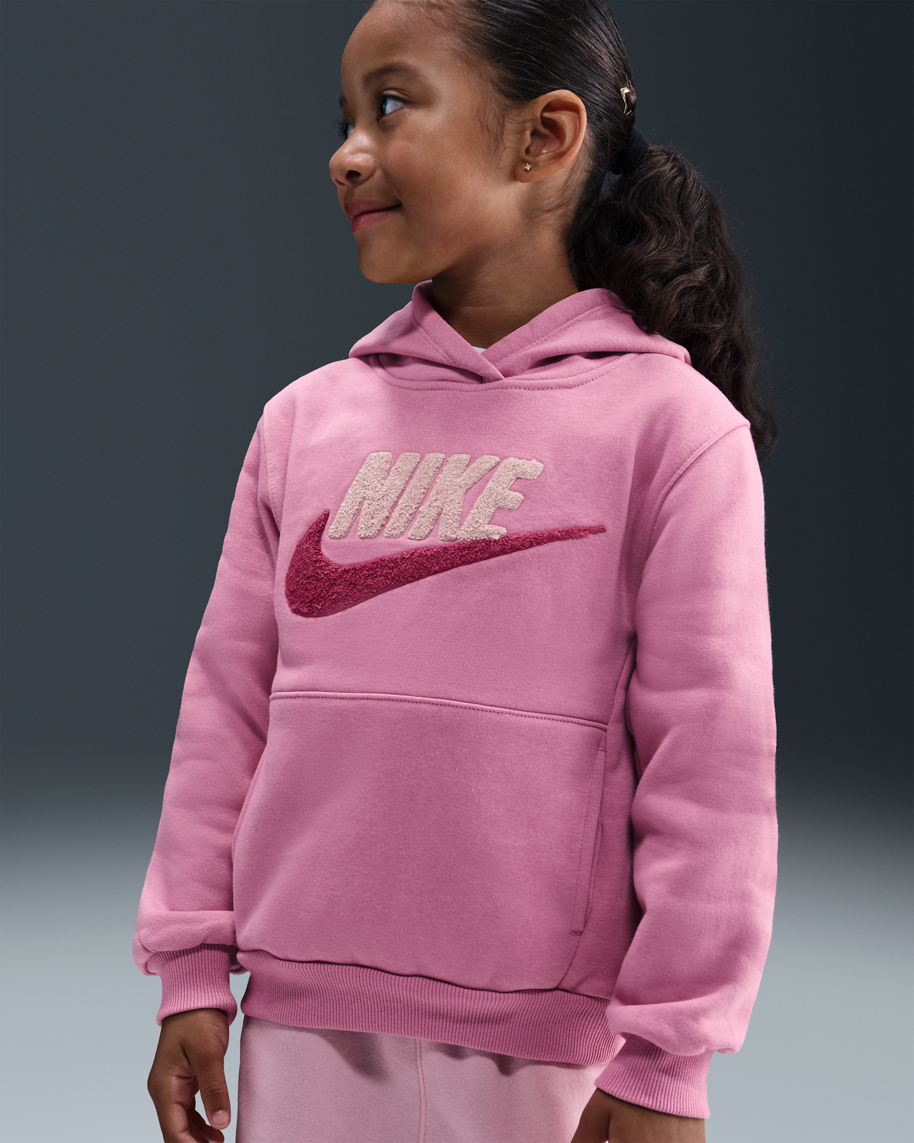 Nike Club Little Kids' Chenille Pullover Hoodie - Magic Flamingo