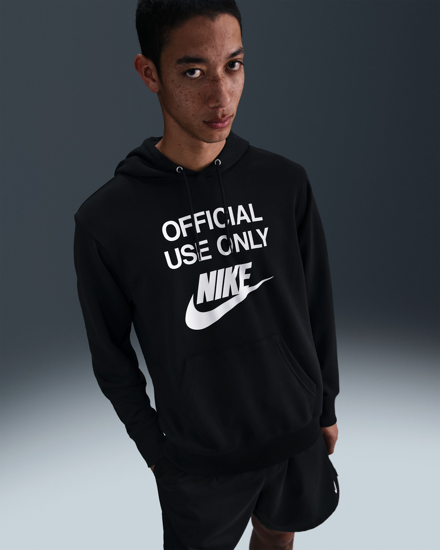 Sudadera con gorro sin cierre de French Terry para hombre Nike Club - Negro/Negro/Blanco