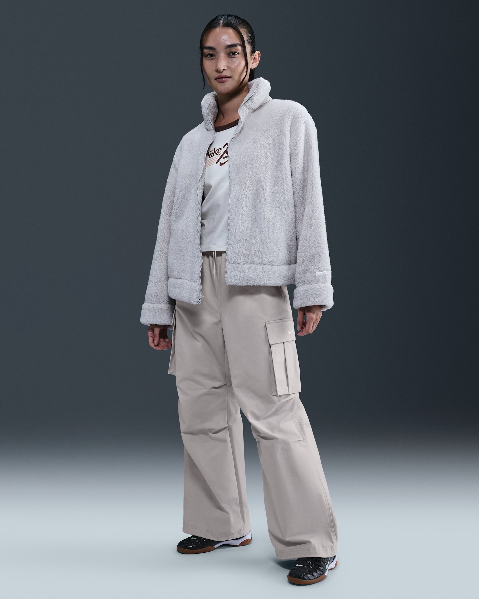 나이키 스포츠웨어 여성 미드라이즈 오버사이즈 우븐 카고 팬츠 - 실트 레드/세일