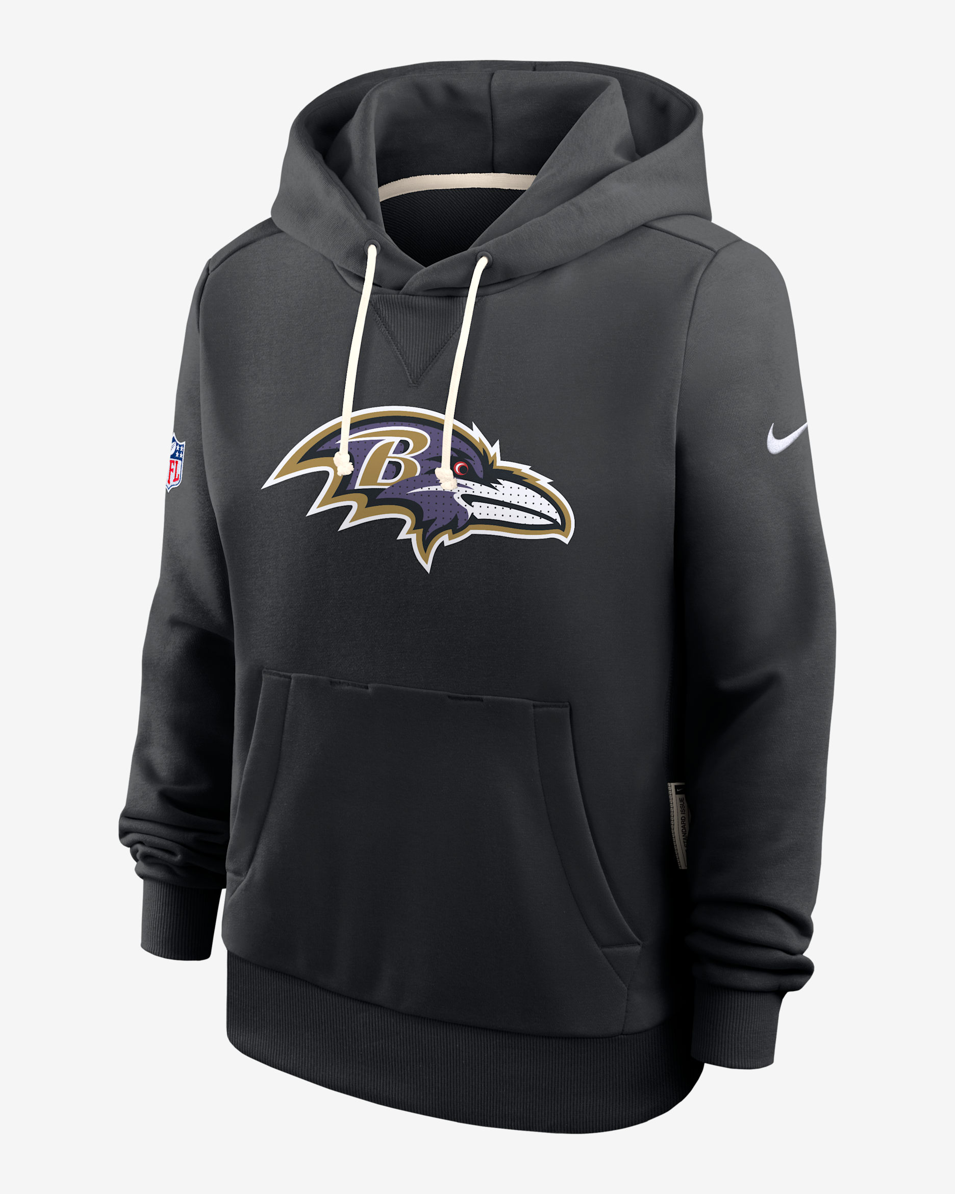 Sudadera con gorro sin cierre Nike Dri-FIT de la NFL para mujer Baltimore Ravens Sideline - Negro