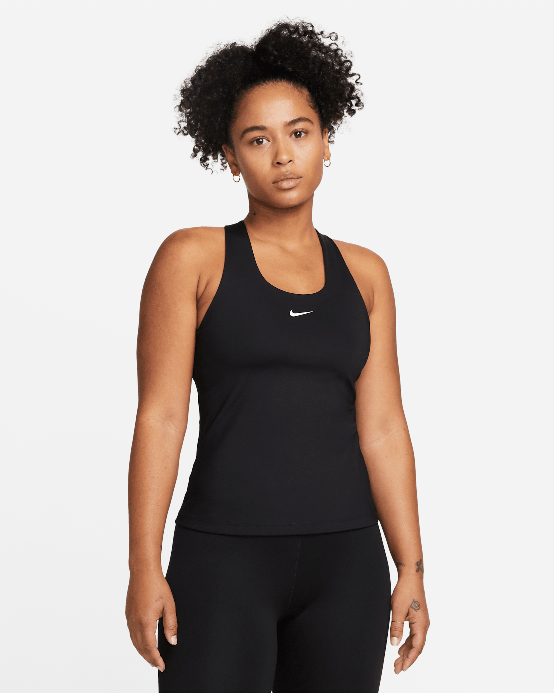 Nike Swoosh Women's Medium-Support Padded Sports Bra Tank - Black/Black/White