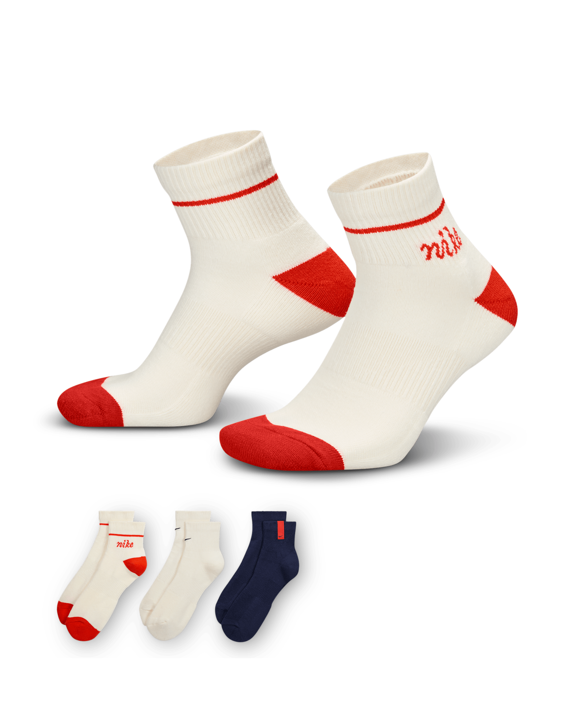 Skarpety do kostki z amortyzacją Nike Everyday Plus (3 pary) - Wielokolorowe