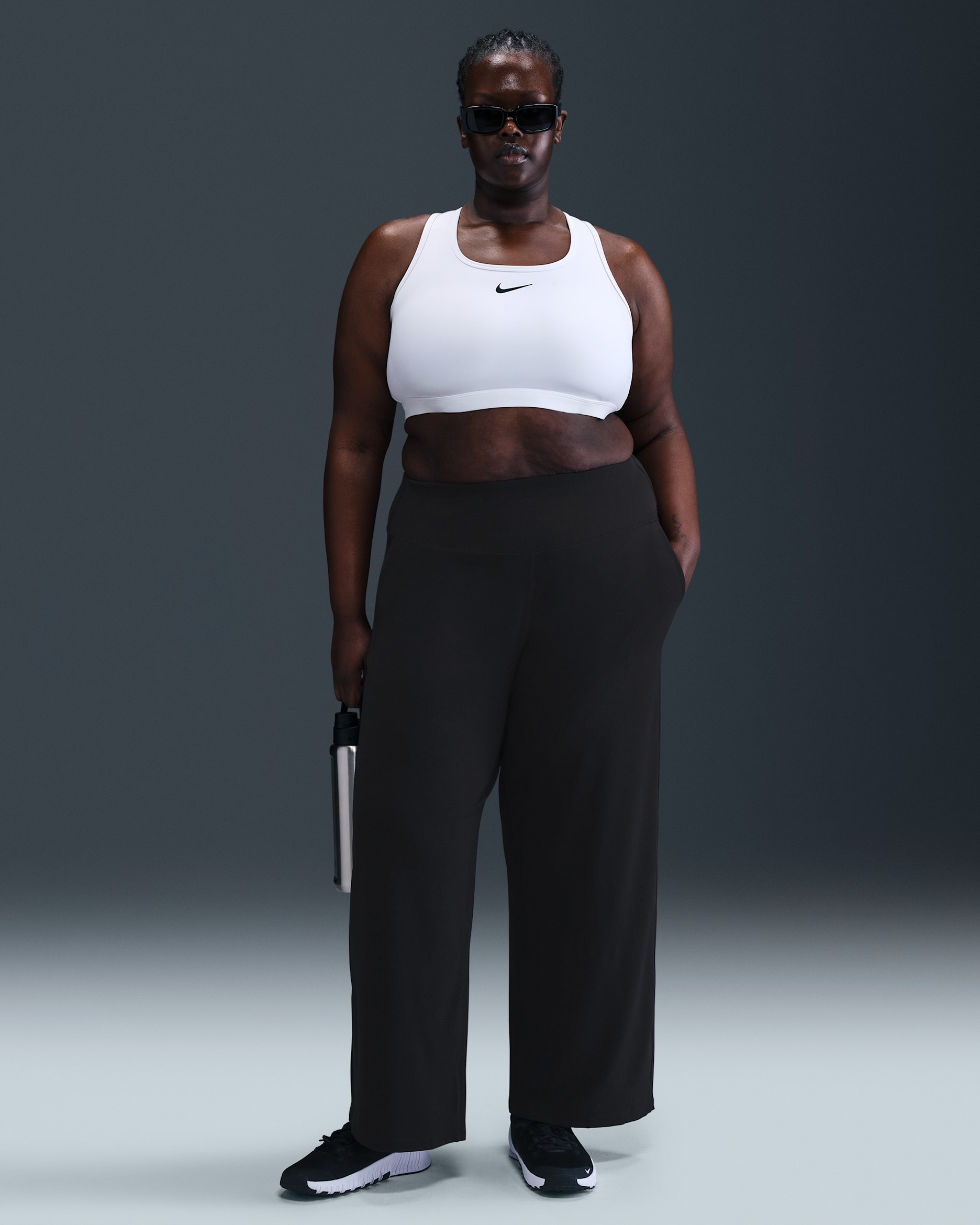 Nike Zenvy Women's Dri-FIT High-Waisted Wide-Leg Pants (Plus Size) - Black/Black