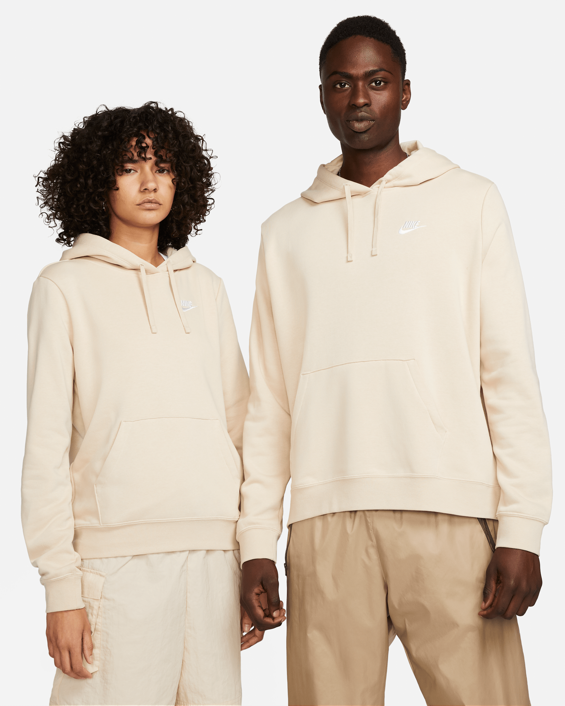 Nike Sportswear Club Fleece Women's Pullover Hoodie - Sanddrift/White