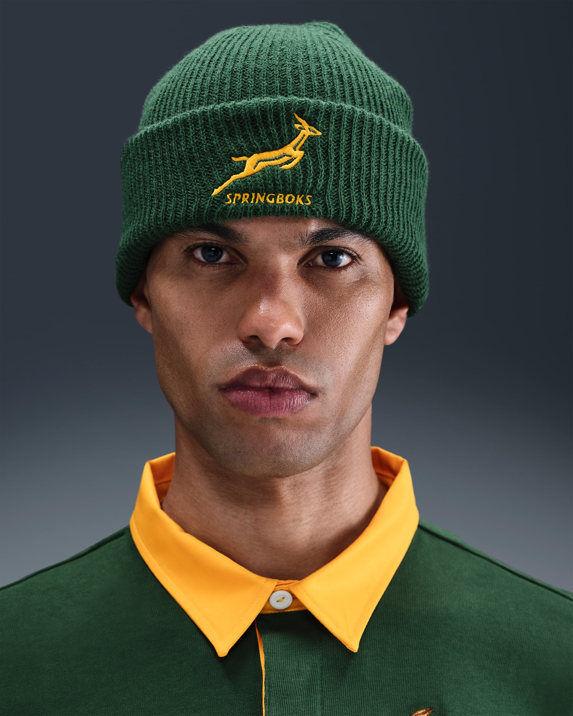 Gorro de râguebi canelado Nike Springboks unissexo - Verde Gorge/Dourado University