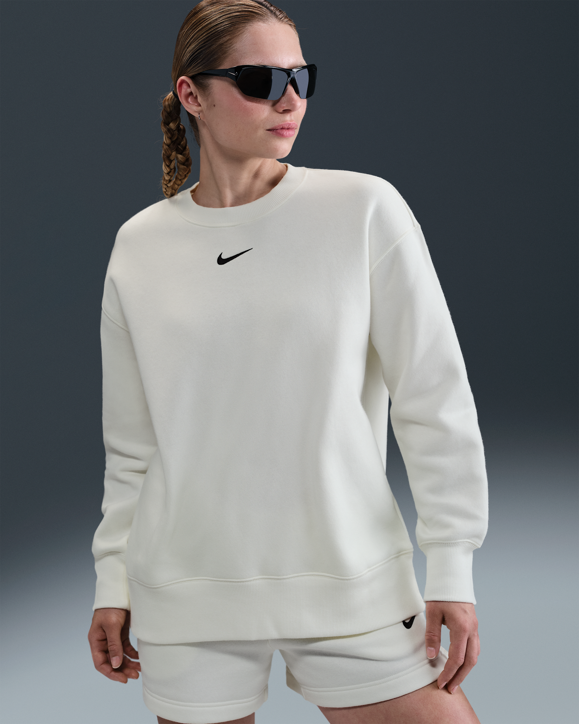Felpa a girocollo oversize Nike Sportswear Phoenix Fleece – Donna - Sail/Nero