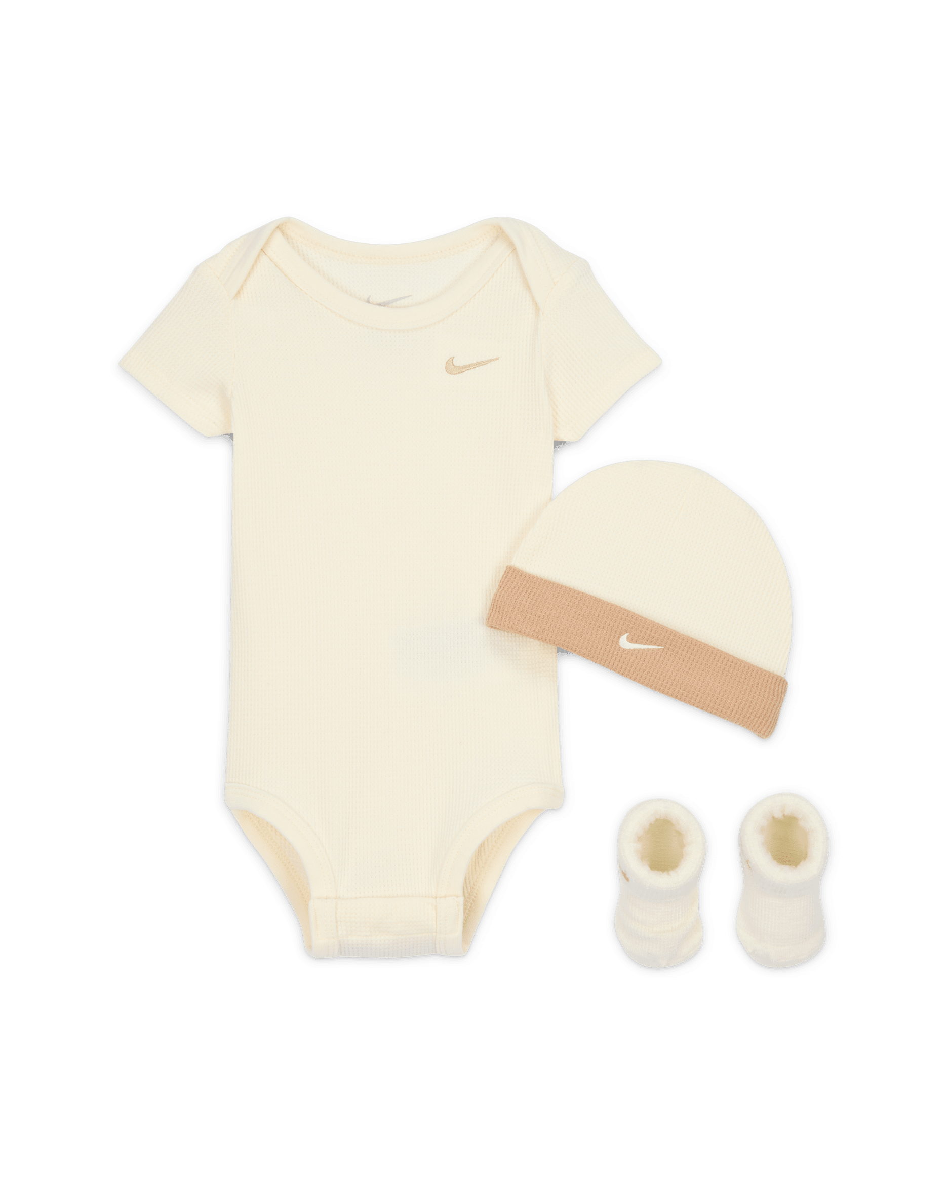 Nike Baby (6-12M) Waffle Knit Bodysuit 3-Piece Set - Pale Ivory