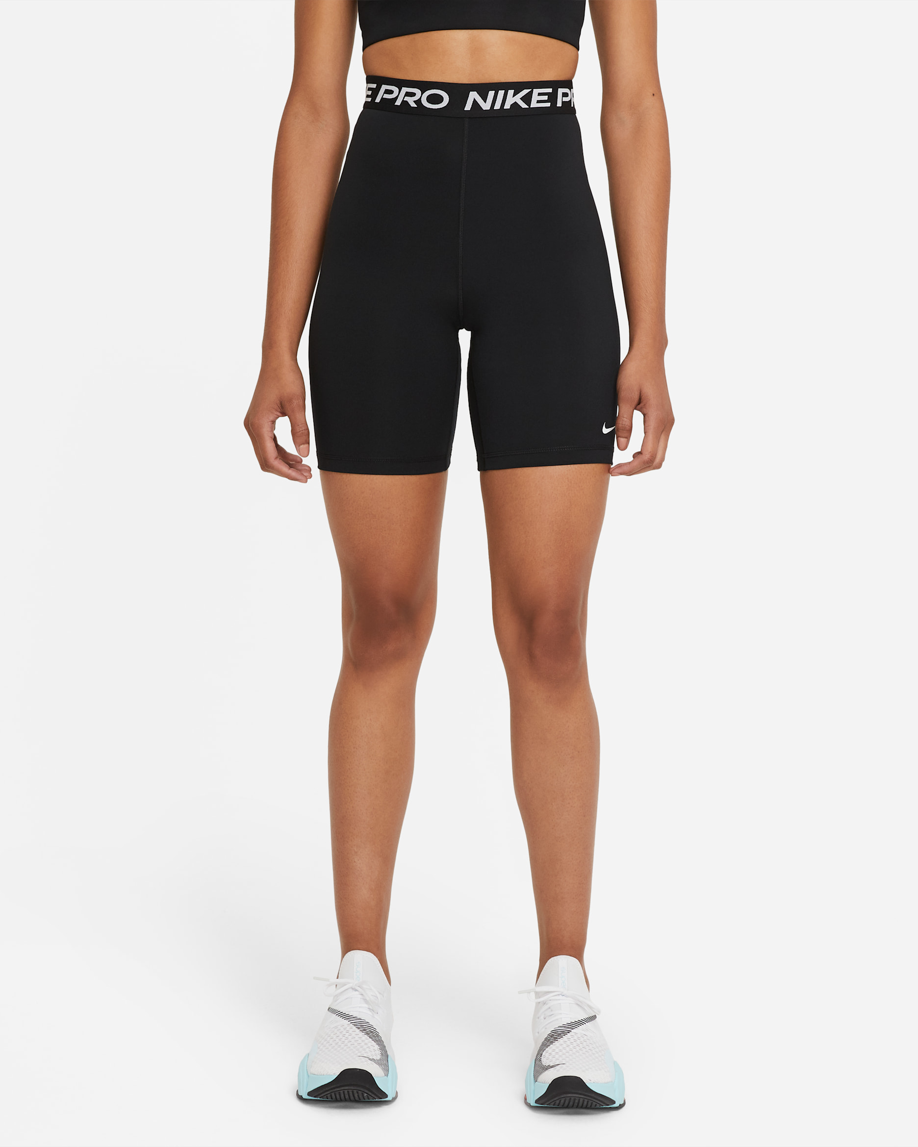 Shorts de 18 cm de tiro alto para mujer Nike Pro 365 - Negro/Blanco