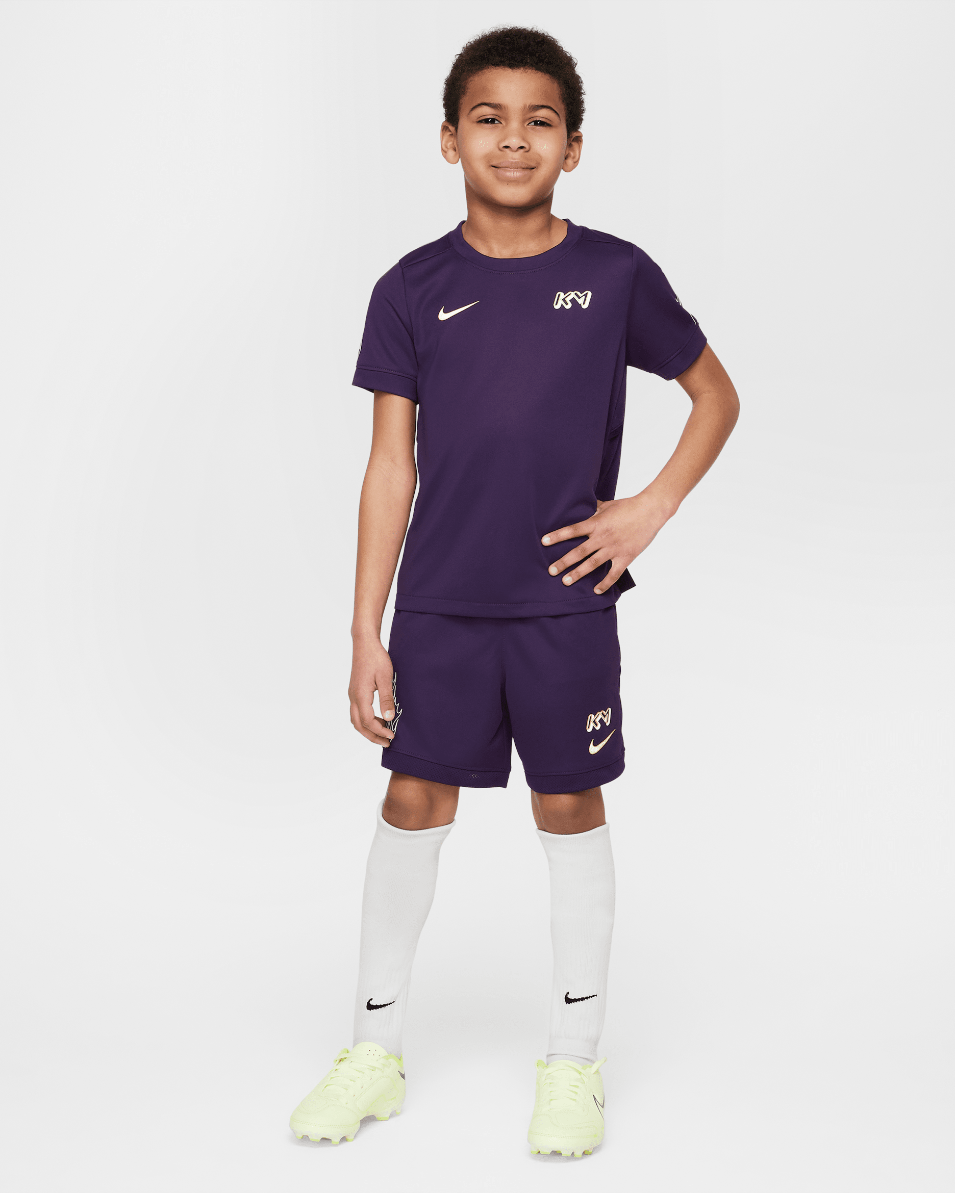 Nike Dri-FIT Kylian Mbappé Little Kids' ACD25 Short Sleeve Top and Shorts Set - Grand Purple