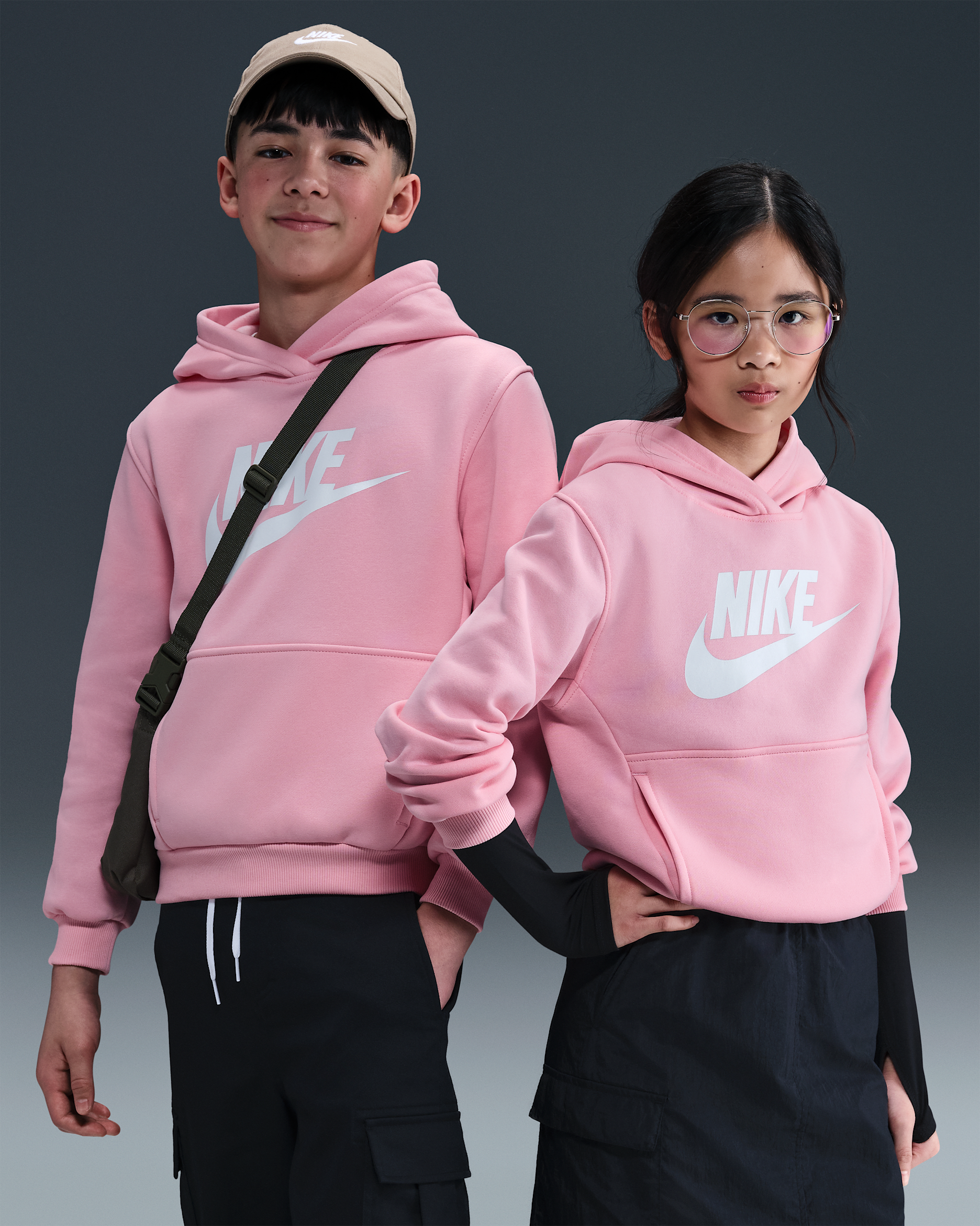 Nike Sportswear Club Fleece Big Kids' Hoodie - Medium Soft Pink/White