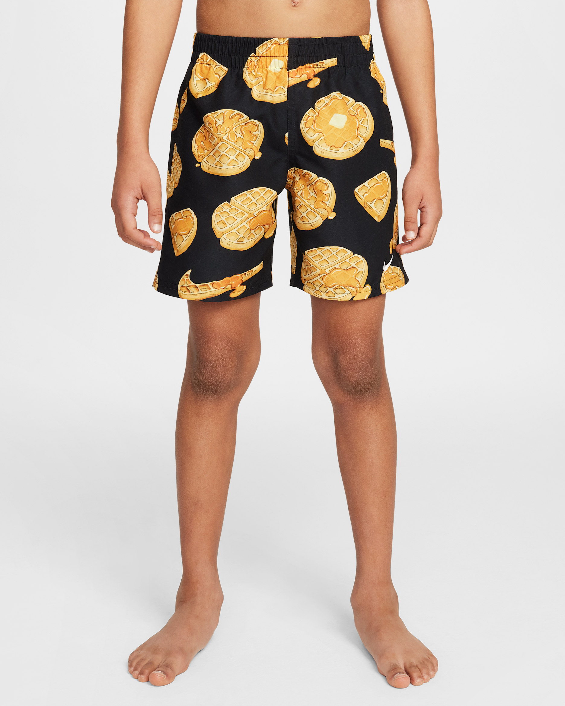 Shorts de vóleibol con forro interior de 13 cm para niños talla pequeña Nike Swim Breaker - Negro/Leche de coco/Blanco