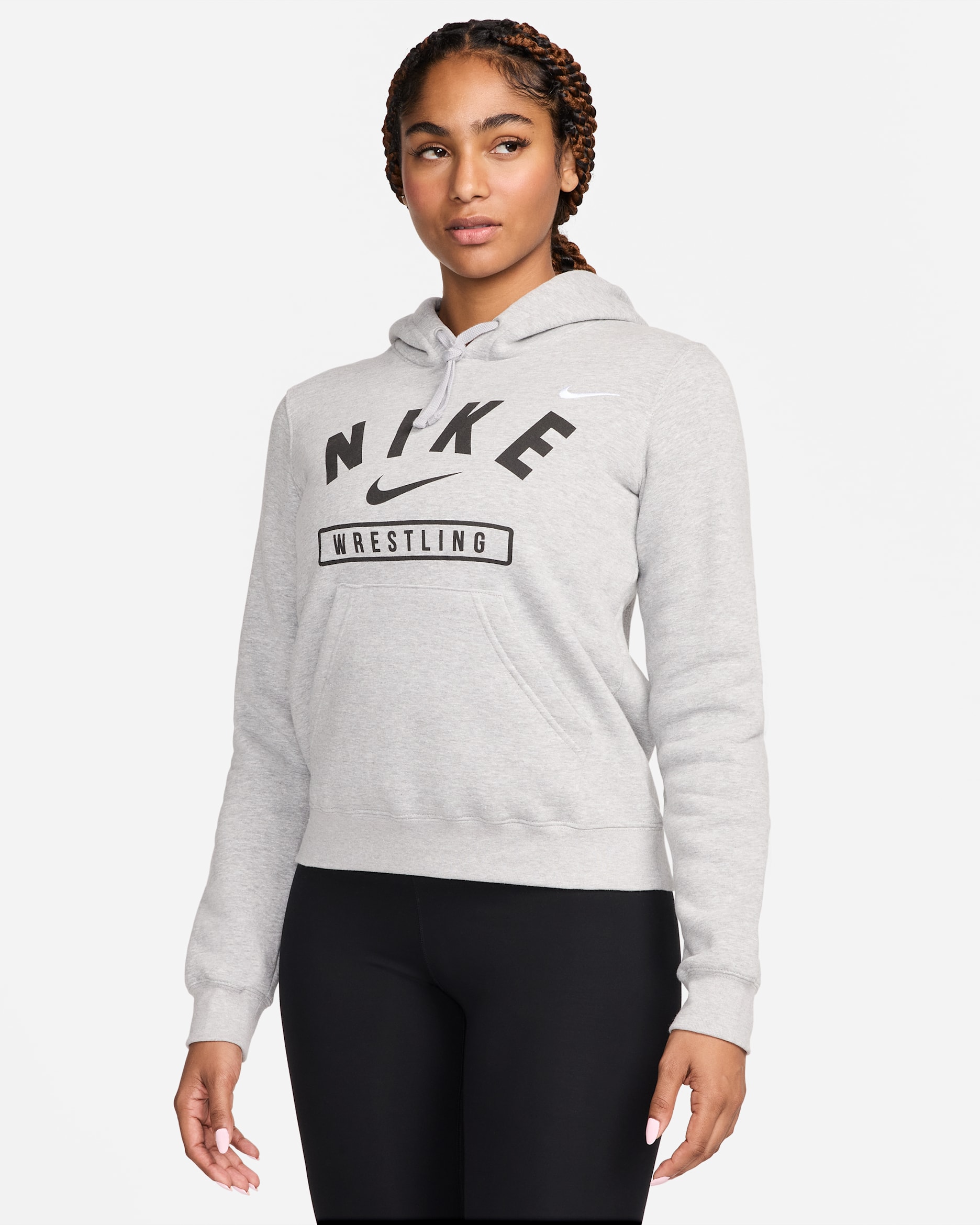 Nike Women's Wrestling Pullover Hoodie - Dark Grey Heather/Black