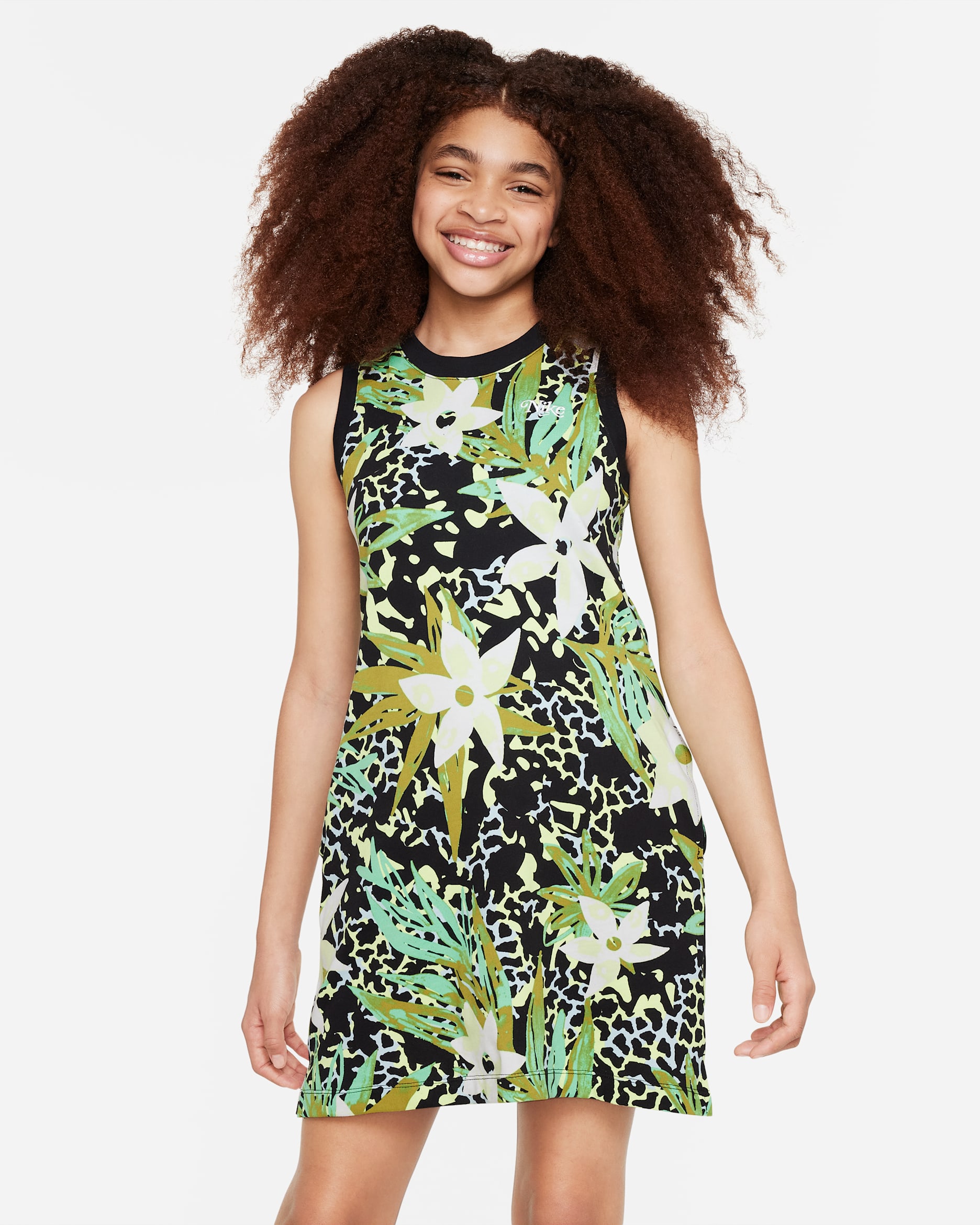 Nike Sportswear Older Kids' (Girls') Sleeveless Dress - Black/Ocean Bliss/White