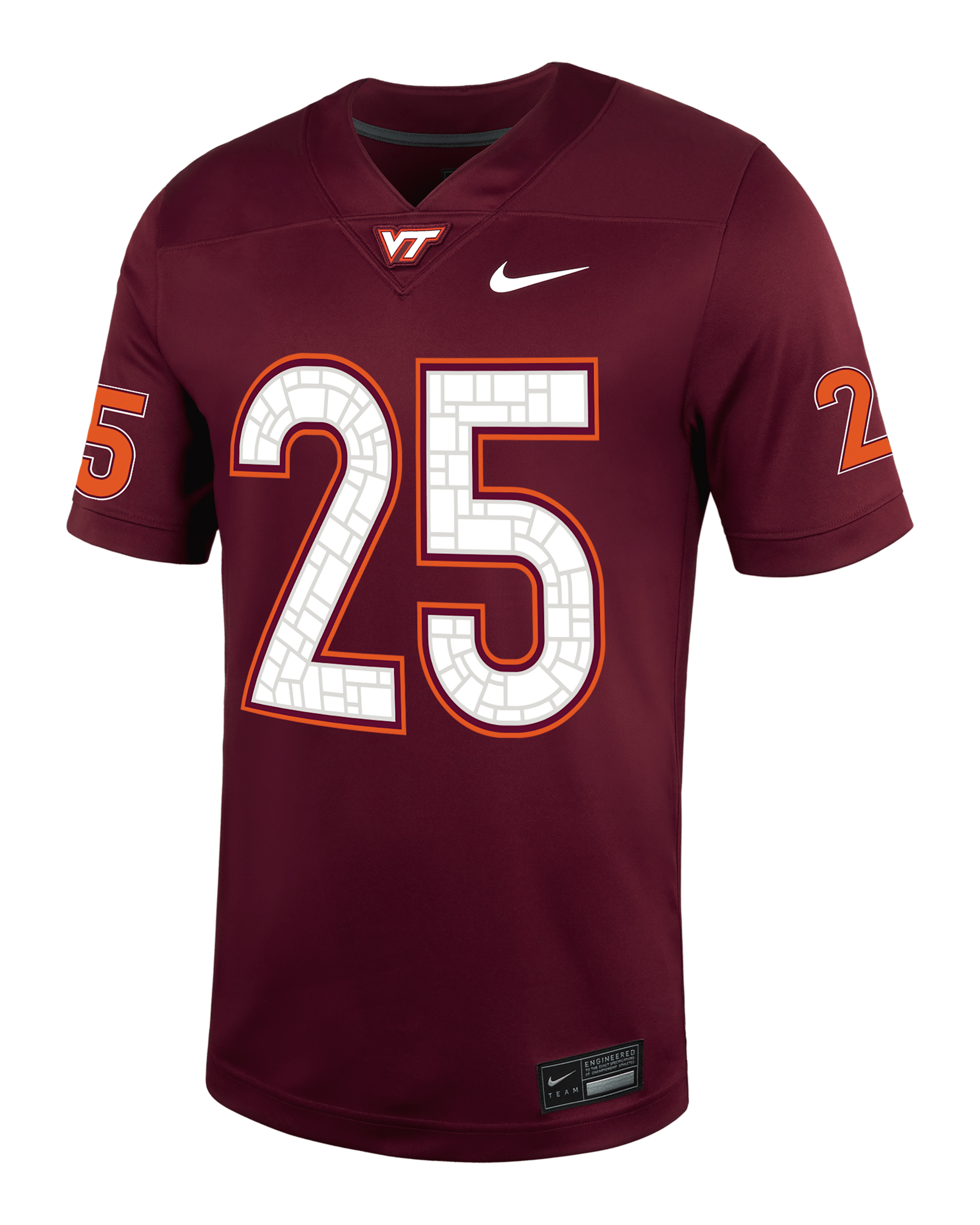 Jersey de fútbol americano universitario Nike Replica para hombre Virginia Tech - Castaña intenso