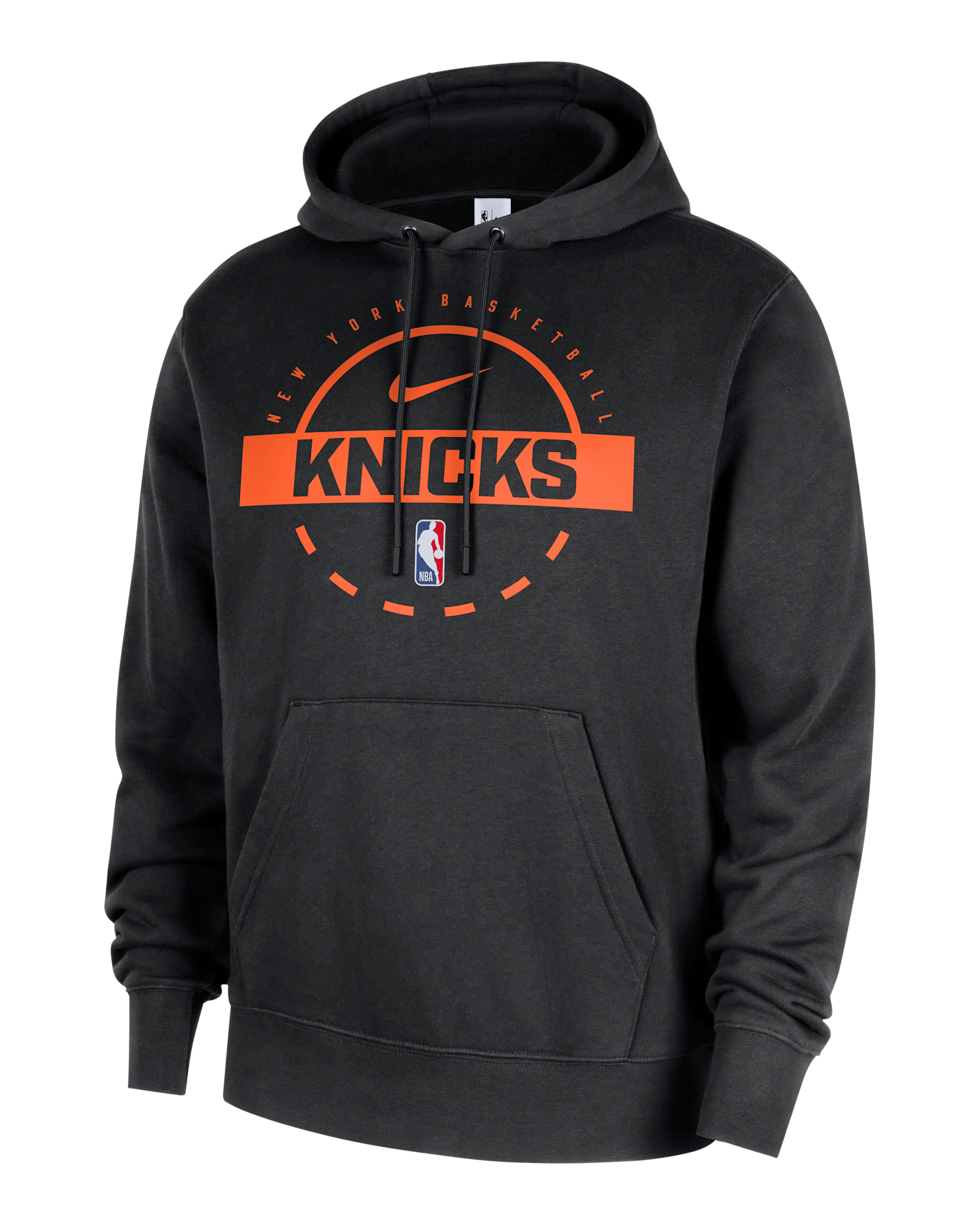 Sudadera de entrenamiento con gorro sin cierre Nike de la NBA para hombre New York Knicks Club - Negro/Naranja brillante