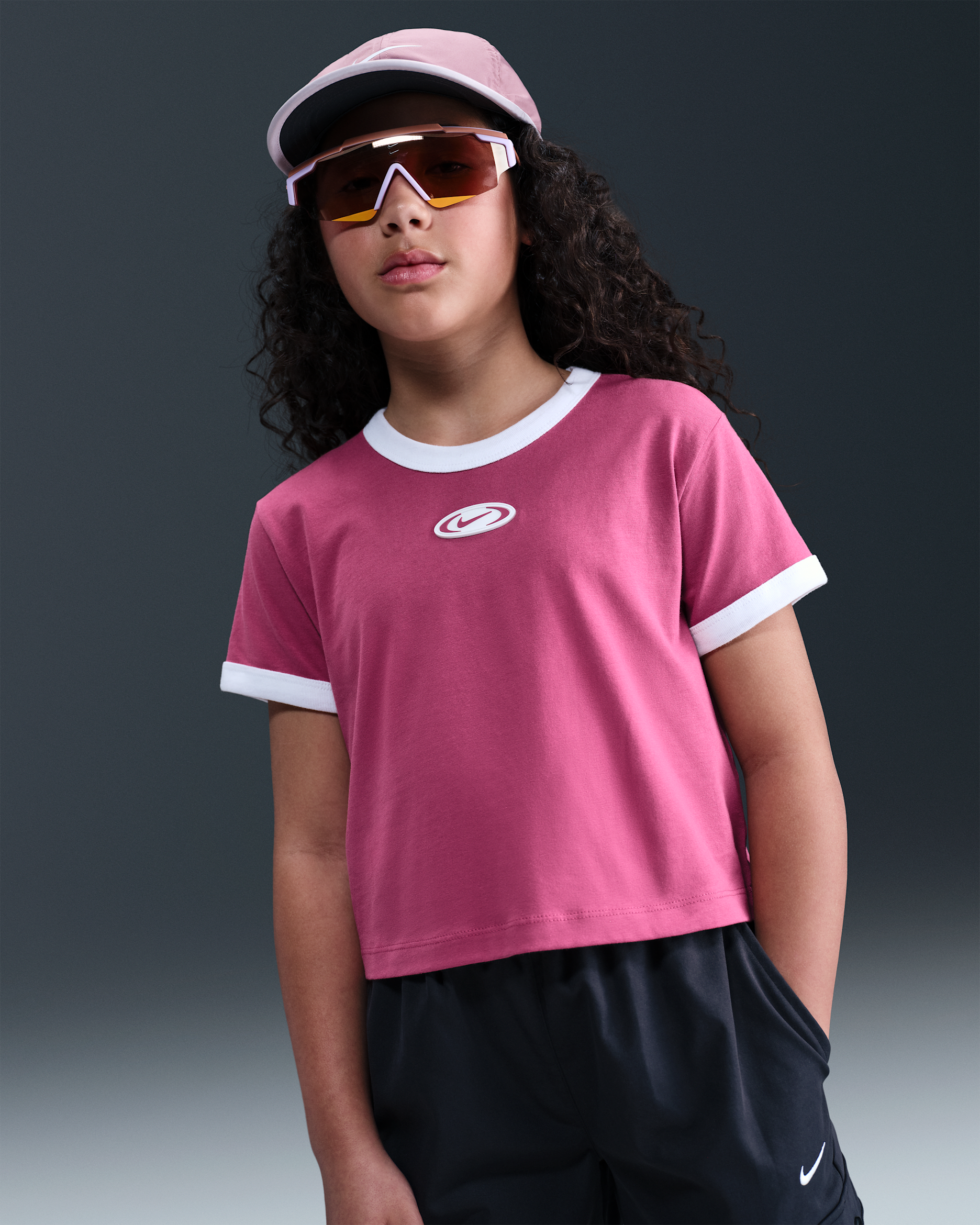 Nike Sportswear Big Kids' (Girls') Cropped T-Shirt - Sweet Beet