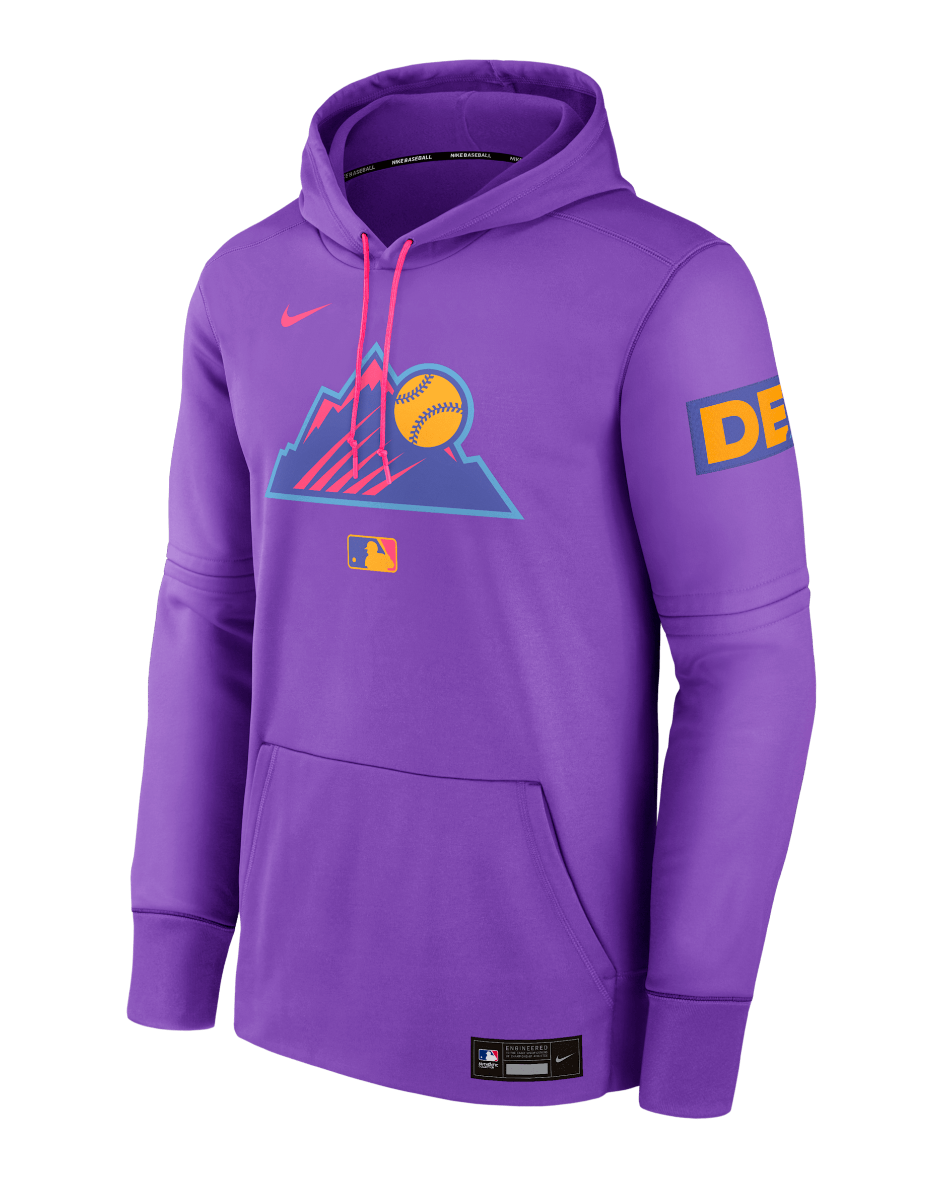 Colorado Rockies Authentic Collection City Connect Men's Nike Therma MLB Pullover Hoodie - Purple